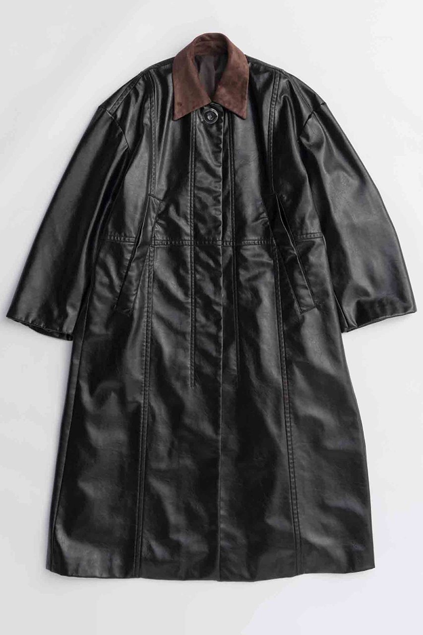 【メゾンスペシャル/MAISON SPECIAL】のVegan Leather Balmacaan Coat/ヴィーガンレザーステンカラーコート インテリア・キッズ・メンズ・レディースファッション・服の通販 founy(ファニー) 　ファッション　Fashion　レディースファッション　Fashion for Women　アウター　Coat / Outerwear Collection　コート・ロングコート・ピーコート　Long Coats, Peacoats & More　2025年　2025　2025-2026秋冬・A/W　Autumn/Winter 2025–26 AW25–26　インナー　Innerwear　ボックス　Boxy, Box Shape　ロング　Long, Long-Length　エレガント 上品　Elegant　A/W・秋冬　Autumn/Winter　D.BRN(ダークブラウン)|ID: prp329100004635363 ipo3291000000033383437