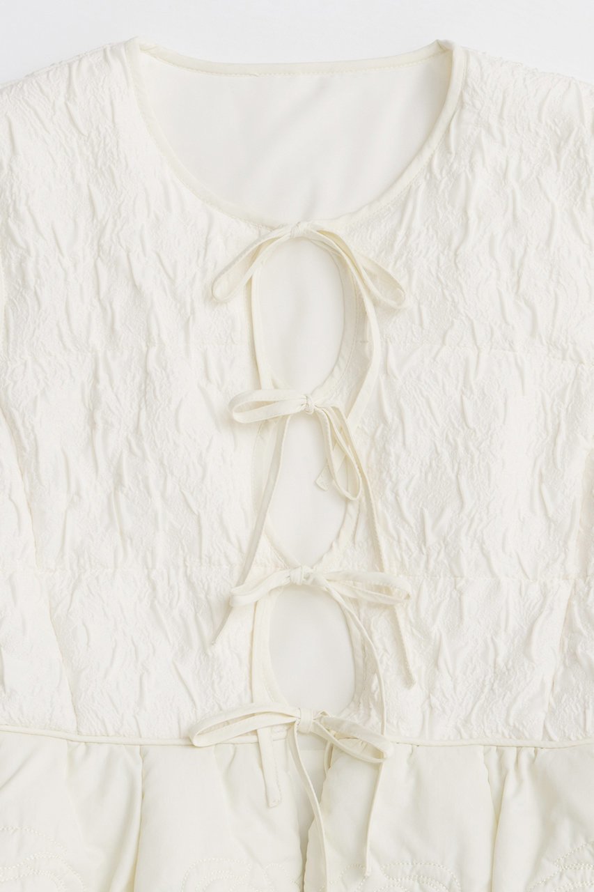 【メゾンスペシャル/MAISON SPECIAL】のEmbroidery Peplum Vest/エンブロイダリーペプラムベスト 人気、トレンドファッション・服の通販 founy(ファニー) 　ファッション　Fashion　レディースファッション　Fashion for Women　アウター　Coat / Outerwear Collection　レディースジャケット・軽アウター　Jackets　2025年　2025　2025-2026秋冬・A/W　Autumn/Winter 2025–26 AW25–26　ガーリー　Girly, Feminine Style　ジャカード／ジャガード　Jacquard, Woven Pattern　ジャケット　Jacket, Outerwear　センター　Center, Center Line　デニム　Denim, Jeans Material　フロント　Front, Front Design　ベスト　Vest, Waistcoat　ペプラム　Peplum, Flared Hem　リボン　Ribbon, Bow　エレガント 上品　Elegant　A/W・秋冬　Autumn/Winter　防寒　Cold Protection, Winter-Ready　other-2|ID: prp329100004635365 ipo3291000000033383463