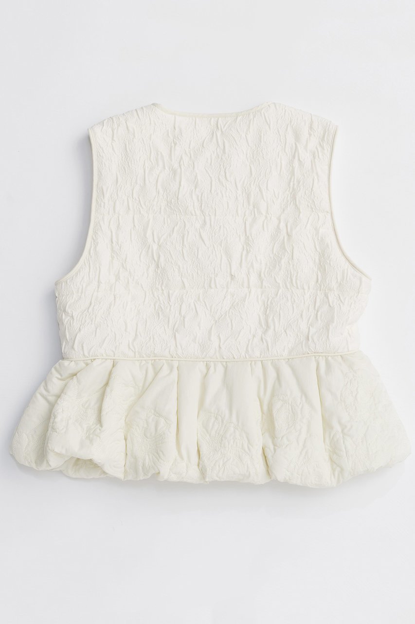 【メゾンスペシャル/MAISON SPECIAL】のEmbroidery Peplum Vest/エンブロイダリーペプラムベスト 人気、トレンドファッション・服の通販 founy(ファニー) 　ファッション　Fashion　レディースファッション　Fashion for Women　アウター　Coat / Outerwear Collection　レディースジャケット・軽アウター　Jackets　2025年　2025　2025-2026秋冬・A/W　Autumn/Winter 2025–26 AW25–26　ガーリー　Girly, Feminine Style　ジャカード／ジャガード　Jacquard, Woven Pattern　ジャケット　Jacket, Outerwear　センター　Center, Center Line　デニム　Denim, Jeans Material　フロント　Front, Front Design　ベスト　Vest, Waistcoat　ペプラム　Peplum, Flared Hem　リボン　Ribbon, Bow　エレガント 上品　Elegant　A/W・秋冬　Autumn/Winter　防寒　Cold Protection, Winter-Ready　other-6|ID: prp329100004635365 ipo3291000000033383467