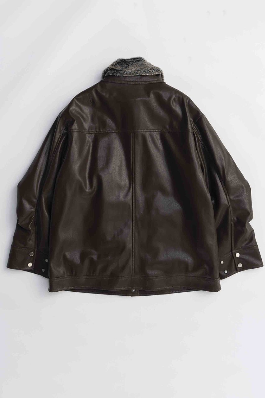 【メゾンスペシャル/MAISON SPECIAL】のFur Collar Vegan Leather Middle Blouson/ファーカラーヴィーガンレザーミドルブルゾン 人気、トレンドファッション・服の通販 founy(ファニー) 　ファッション　Fashion　レディースファッション　Fashion for Women　アウター　Coat / Outerwear Collection　レディースジャケット・軽アウター　Jackets　ブルゾンジャケット・スポーティアウター　Blouson Jackets　アニマル　Animal Print　今季　This Season, Current Season　ジップ　Zip, Zipper　ジャケット　Jacket, Outerwear　スウェット / スエット　Sweatshirt, Sweatwear　トレンド　Trend, Trending Now　フェイクファー　Faux Fur, Imitation Fur　フェイクレザー　Faux Leather, PU Leather　フラップ　Flap, Flap Pocket　フロント　Front, Front Design　ブルゾン　Blouson, Bomber Jacket　ポケット　Pocket, Pocket Detail　防寒　Cold Protection, Winter-Ready　A/W・秋冬　Autumn/Winter　おすすめ　Recommended / Our Picks　エレガント 上品　Elegant　2025年　2025　2025-2026秋冬・A/W　Autumn/Winter 2025–26 AW25–26　other-5|ID: prp329100004635368 ipo3291000000033383497