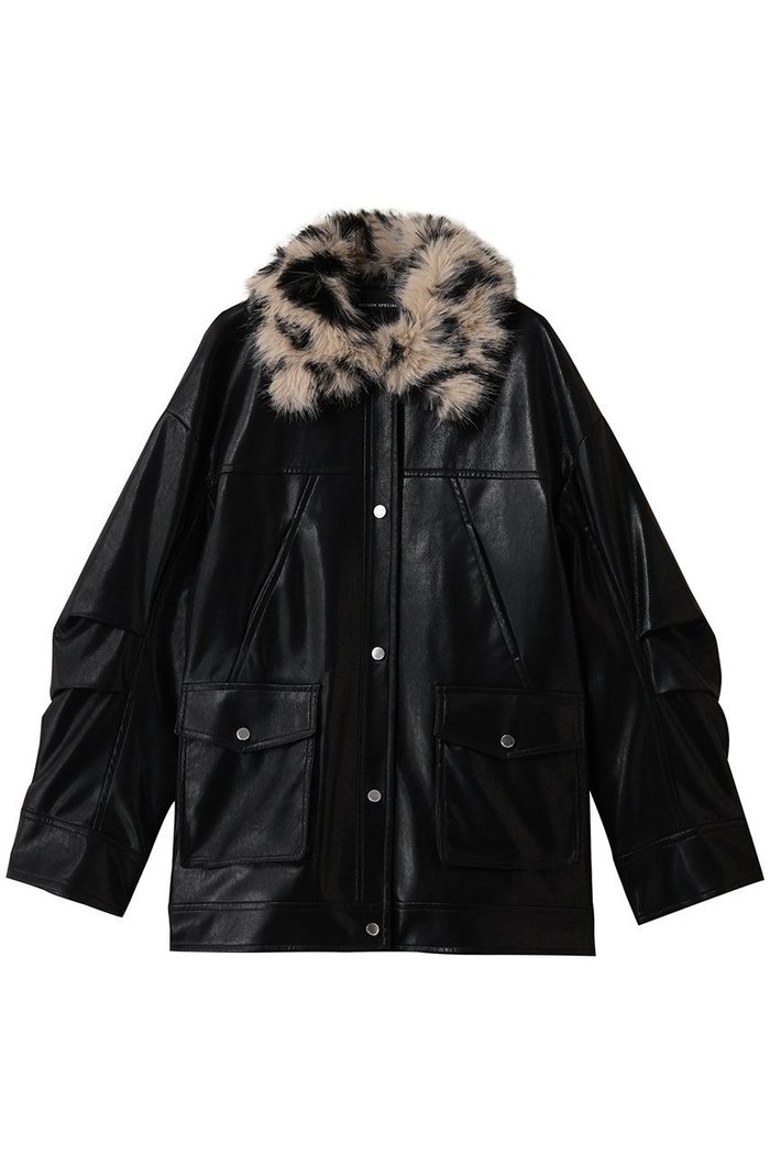 【メゾンスペシャル/MAISON SPECIAL】のFur Collar faux Leather Middle Blouson/ファーカラーフェイクレザーミドルブルゾン インテリア・キッズ・メンズ・レディースファッション・服の通販 founy(ファニー) https://founy.com/ ファッション Fashion レディースファッション Fashion for Women アウター Coat / Outerwear Collection レディースジャケット・軽アウター Jackets ブルゾンジャケット・スポーティアウター Blouson Jackets アニマル Animal Print 今季 This Season, Current Season ジップ Zip, Zipper ジャケット Jacket, Outerwear スウェット / スエット Sweatshirt, Sweatwear トレンド Trend, Trending Now フェイクファー Faux Fur, Imitation Fur フェイクレザー Faux Leather, PU Leather フラップ Flap, Flap Pocket フロント Front, Front Design ブルゾン Blouson, Bomber Jacket ポケット Pocket, Pocket Detail 防寒 Cold Protection, Winter-Ready A/W・秋冬 Autumn/Winter おすすめ Recommended / Our Picks エレガント 上品 Elegant |ID: prp329100004635368 ipo3291000000036203277