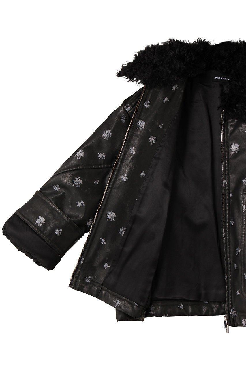 【メゾンスペシャル/MAISON SPECIAL】の2way Collar Small Flower faux Leather Blouson/2WAYカラースモールフラワーフェイクレザーブルゾン 人気、トレンドファッション・服の通販 founy(ファニー) 　ファッション　Fashion　レディースファッション　Fashion for Women　アウター　Coat / Outerwear Collection　レディースジャケット・軽アウター　Jackets　ブルゾンジャケット・スポーティアウター　Blouson Jackets　インナー　Innerwear　クール　Cool, Chic　シンプル　Simple, Minimal　ジップ　Zip, Zipper　ジップアップ　Zip-Up, Full Zip　ジャケット　Jacket, Outerwear　フェイクレザー　Faux Leather, PU Leather　フェミニン　Feminine, Girly　フロント　Front, Front Design　ブルゾン　Blouson, Bomber Jacket　プリント　Print, Printed Pattern　ポケット　Pocket, Pocket Detail　防寒　Cold Protection, Winter-Ready　ミックス　Mix, Mixed Style　ライダース　Riders　other-6|ID: prp329100004635369 ipo3291000000036753316