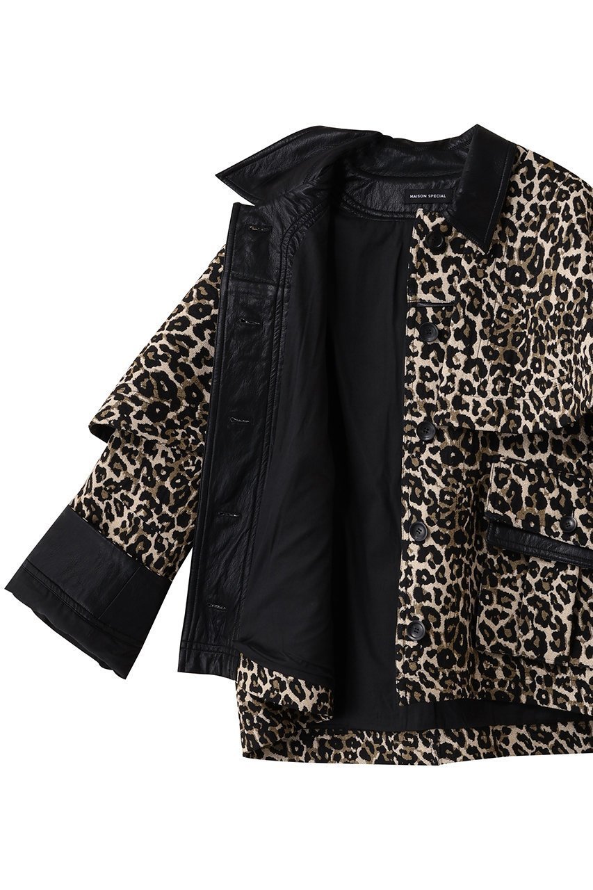 【メゾンスペシャル/MAISON SPECIAL】のleopard Military Cape Jacket/レオパードミリタリーケープジャケット 人気、トレンドファッション・服の通販 founy(ファニー) 　ファッション　Fashion　レディースファッション　Fashion for Women　アウター　Coat / Outerwear Collection　レディースジャケット・軽アウター　Jackets　ブルゾンジャケット・スポーティアウター　Blouson Jackets　アニマル　Animal Print　ショート　Short, Short Length　ジャカード／ジャガード　Jacquard, Woven Pattern　ジャケット　Jacket, Outerwear　フェイクレザー　Faux Leather, PU Leather　ブルゾン　Blouson, Bomber Jacket　ポケット　Pocket, Pocket Detail　リバーシブル　Reversible, Two-Sided　レオパード　Leopard, Animal Print　エレガント 上品　Elegant　other-7|ID: prp329100004635375 ipo3291000000036867750