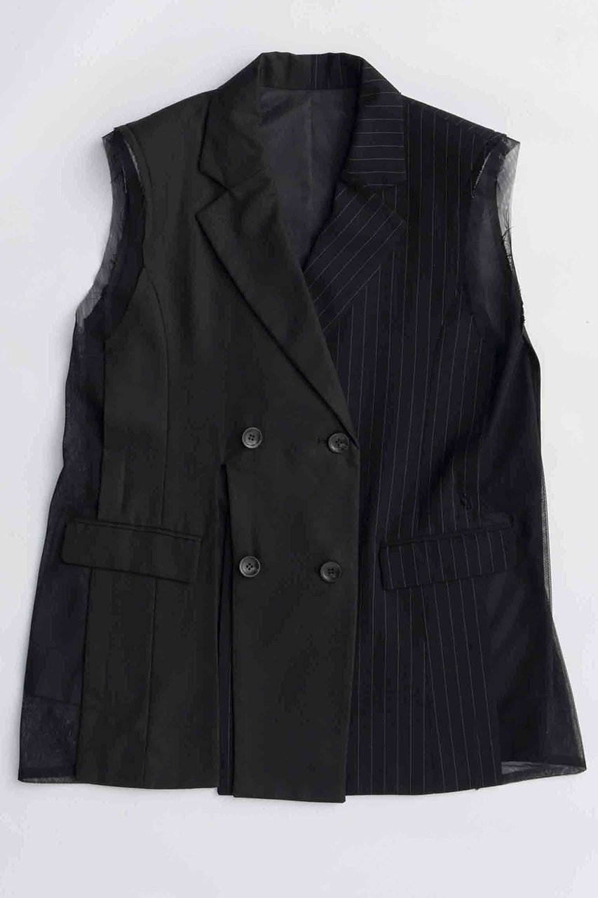 【メゾンスペシャル/MAISON SPECIAL】のSide Tulle Gilet/サイドチュールジレ 人気、トレンドファッション・服の通販 founy(ファニー) 　ファッション　Fashion　レディースファッション　Fashion for Women　アウター　Coat / Outerwear Collection　レディースジャケット・軽アウター　Jackets　アシンメトリー　Asymmetrical Style　インナー　Innerwear　オケージョン　Occasion Wear　ジャケット　Jacket, Outerwear　チュール　Tulip, Tulip Motif　ドッキング　Docking, Mixed Material　フィット　Fit, Slim Fit　ベスト　Vest, Waistcoat　ロング　Long, Long-Length　A/W・秋冬　Autumn/Winter　エレガント 上品　Elegant　2025年　2025　2025-2026秋冬・A/W　Autumn/Winter 2025–26 AW25–26　 other-1|ID: prp329100004635376 ipo3291000000033383575