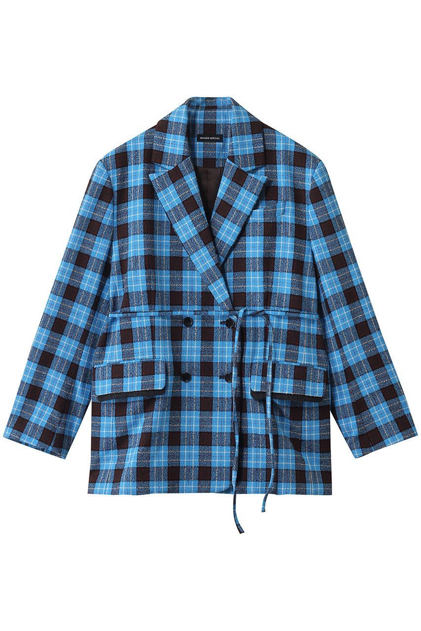 【メゾンスペシャル/MAISON SPECIAL】のLoop Yarn Plaid Jacket/ループチェックジャケット インテリア・キッズ・メンズ・レディースファッション・服の通販 founy(ファニー) 　ファッション　Fashion　レディースファッション　Fashion for Women　アウター　Coat / Outerwear Collection　レディースジャケット・軽アウター　Jackets　おすすめ　Recommended / Our Picks　ジャケット　Jacket, Outerwear　セットアップ　Set-Up, Coordinated Outfit　ダブル　Double, Double-Breasted　チェック　Check, Plaid, Tartan　トレンド　Trend, Trending Now　ループ　Loop, Loop Knit　BLU(ブルー)|ID: prp329100004635380 ipo3291000000035698614