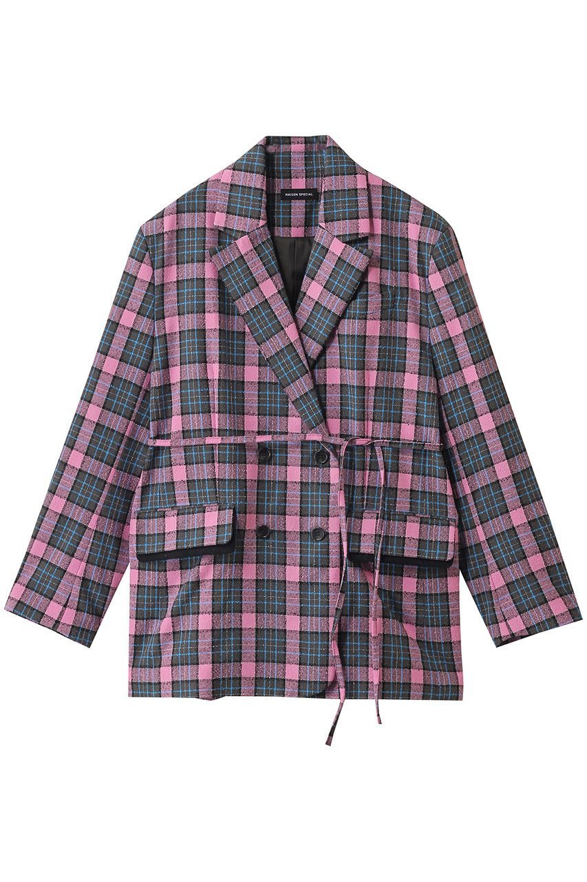 【メゾンスペシャル/MAISON SPECIAL】のLoop Yarn Plaid Jacket/ループチェックジャケット インテリア・キッズ・メンズ・レディースファッション・服の通販 founy(ファニー) 　ファッション　Fashion　レディースファッション　Fashion for Women　アウター　Coat / Outerwear Collection　レディースジャケット・軽アウター　Jackets　おすすめ　Recommended / Our Picks　ジャケット　Jacket, Outerwear　セットアップ　Set-Up, Coordinated Outfit　ダブル　Double, Double-Breasted　チェック　Check, Plaid, Tartan　トレンド　Trend, Trending Now　ループ　Loop, Loop Knit　PNK(ピンク)|ID: prp329100004635380 ipo3291000000035698616