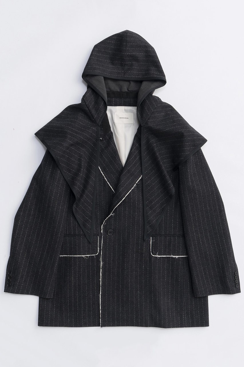 【メゾンスペシャル/MAISON SPECIAL】の2way Hooded Scarf Cut Off Jacket/2WAYフードスカーフカットオフジャケット 人気、トレンドファッション・服の通販 founy(ファニー) 　ファッション　Fashion　レディースファッション　Fashion for Women　アウター　Coat / Outerwear Collection　レディースジャケット・軽アウター　Jackets　2025年　2025　2025-2026秋冬・A/W　Autumn/Winter 2025–26 AW25–26　インナー　Innerwear　カットオフ　Cut-Off Design　ジャケット　Jacket, Outerwear　スカーフ　Scarf, Neckwear　ストライプ　Stripe, Striped Pattern　チェック　Check, Plaid, Tartan　冬　Winter / This Winter　A/W・秋冬　Autumn/Winter　軽量　Lightweight, Ultra Light　other-2|ID: prp329100004635381 ipo3291000000033383629