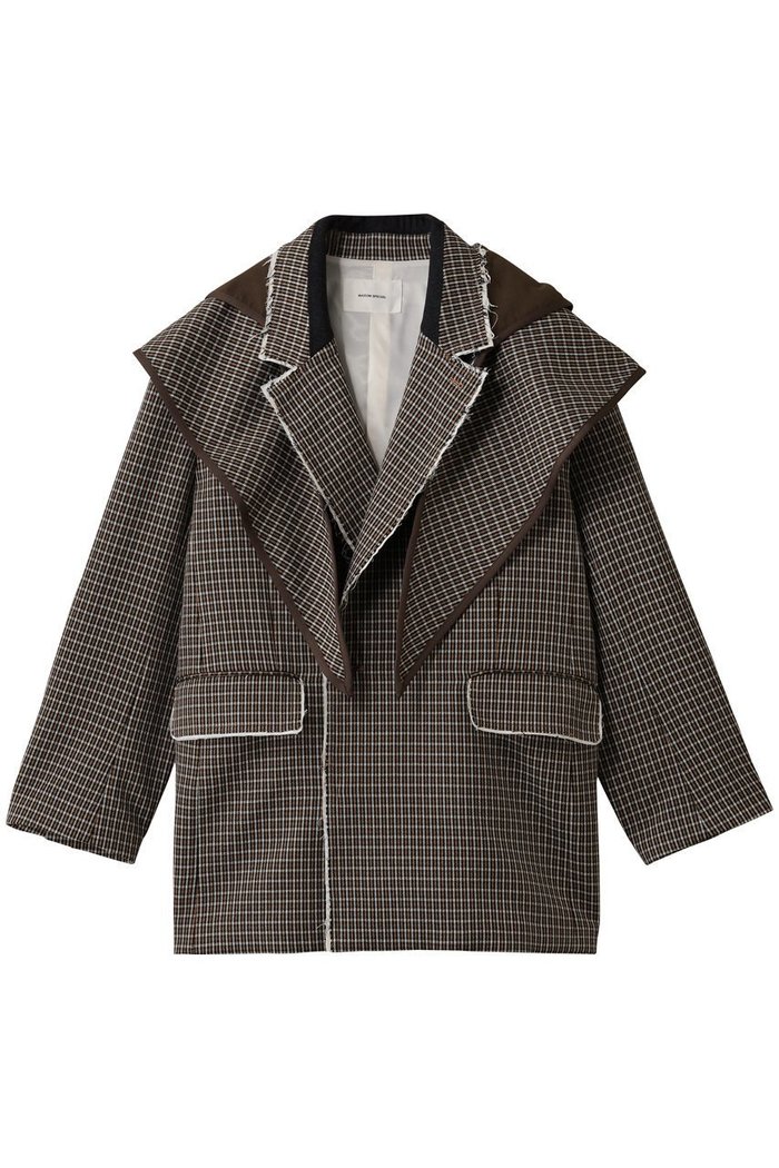 【メゾンスペシャル/MAISON SPECIAL】の2way Hooded Scarf Cut Off Jacket/2WAYフードスカーフカットオフジャケット インテリア・キッズ・メンズ・レディースファッション・服の通販 founy(ファニー) https://founy.com/ ファッション Fashion レディースファッション Fashion for Women アウター Coat / Outerwear Collection レディースジャケット・軽アウター Jackets インナー Innerwear カットオフ Cut-Off Design ジャケット Jacket, Outerwear スカーフ Scarf, Neckwear ストライプ Stripe, Striped Pattern チェック Check, Plaid, Tartan 冬 Winter / This Winter 軽量 Lightweight, Ultra Light |ID: prp329100004635381 ipo3291000000035816307