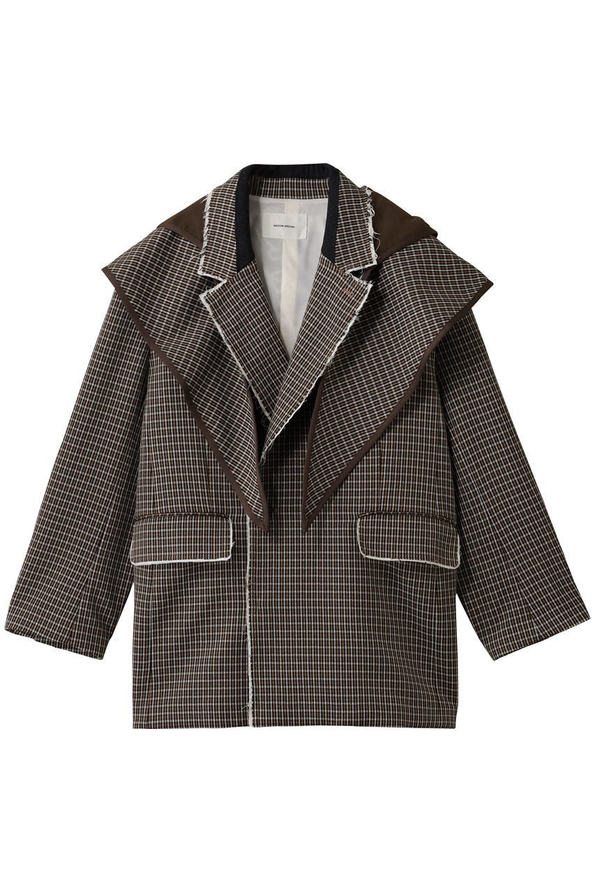 【メゾンスペシャル/MAISON SPECIAL】の2way Hooded Scarf Cut Off Jacket/2WAYフードスカーフカットオフジャケット 人気、トレンドファッション・服の通販 founy(ファニー) 　ファッション　Fashion　レディースファッション　Fashion for Women　アウター　Coat / Outerwear Collection　レディースジャケット・軽アウター　Jackets　インナー　Innerwear　カットオフ　Cut-Off Design　ジャケット　Jacket, Outerwear　スカーフ　Scarf, Neckwear　ストライプ　Stripe, Striped Pattern　チェック　Check, Plaid, Tartan　冬　Winter / This Winter　軽量　Lightweight, Ultra Light　 other-1|ID: prp329100004635381 ipo3291000000035816307