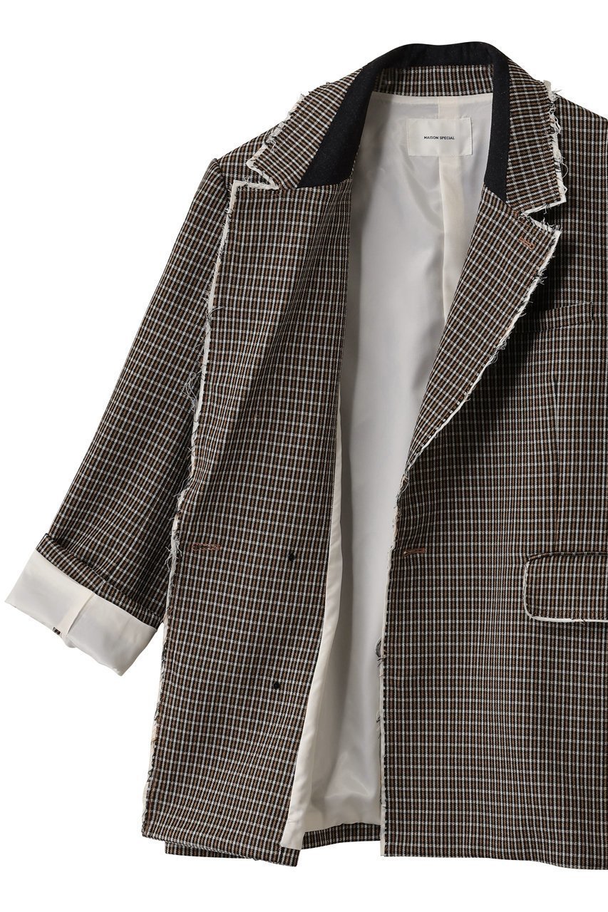 【メゾンスペシャル/MAISON SPECIAL】の2way Hooded Scarf Cut Off Jacket/2WAYフードスカーフカットオフジャケット 人気、トレンドファッション・服の通販 founy(ファニー) 　ファッション　Fashion　レディースファッション　Fashion for Women　アウター　Coat / Outerwear Collection　レディースジャケット・軽アウター　Jackets　インナー　Innerwear　カットオフ　Cut-Off Design　ジャケット　Jacket, Outerwear　スカーフ　Scarf, Neckwear　ストライプ　Stripe, Striped Pattern　チェック　Check, Plaid, Tartan　冬　Winter / This Winter　軽量　Lightweight, Ultra Light　other-7|ID: prp329100004635381 ipo3291000000035816318