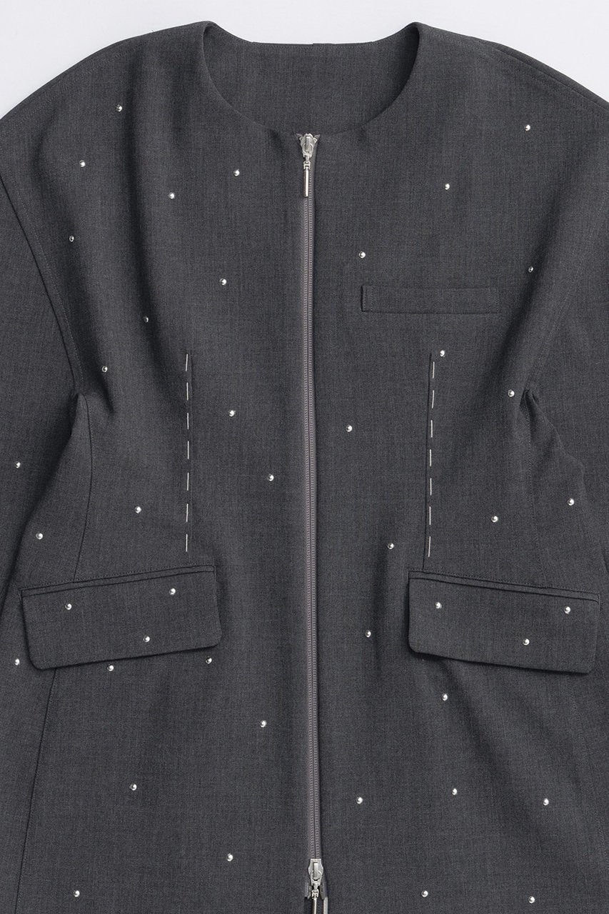 【メゾンスペシャル/MAISON SPECIAL】のStuds Hour Glass Worsted Zip Jacket/スタッズアワーグラスジップジャケット 人気、トレンドファッション・服の通販 founy(ファニー) 　ファッション　Fashion　レディースファッション　Fashion for Women　アウター　Coat / Outerwear Collection　レディースジャケット・軽アウター　Jackets　2025年　2025　2025-2026秋冬・A/W　Autumn/Winter 2025–26 AW25–26　おすすめ　Recommended / Our Picks　オケージョン　Occasion Wear　カーディガン　Cardigan, Knitwear　グラス　Glass, Eyewear　コクーン　Cocoon, Cocoon Silhouette　ジップ　Zip, Zipper　ジャケット　Jacket, Outerwear　スタッズ　Studs, Metal Accents　セットアップ　Set-Up, Coordinated Outfit　エレガント 上品　Elegant　A/W・秋冬　Autumn/Winter　other-2|ID: prp329100004635382 ipo3291000000033383639