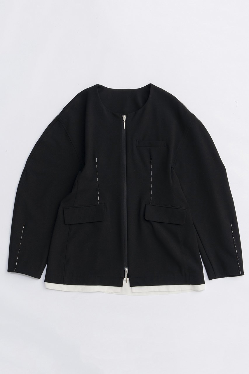 【メゾンスペシャル/MAISON SPECIAL】のHour Glass Worsted Zip Jacket/アワーグラスウーステッドジップジャケット インテリア・キッズ・メンズ・レディースファッション・服の通販 founy(ファニー) 　ファッション　Fashion　レディースファッション　Fashion for Women　アウター　Coat / Outerwear Collection　レディースジャケット・軽アウター　Jackets　2025年　2025　2025-2026秋冬・A/W　Autumn/Winter 2025–26 AW25–26　おすすめ　Recommended / Our Picks　オケージョン　Occasion Wear　カーディガン　Cardigan, Knitwear　グラス　Glass, Eyewear　コクーン　Cocoon, Cocoon Silhouette　ジップ　Zip, Zipper　ジャケット　Jacket, Outerwear　セットアップ　Set-Up, Coordinated Outfit　エレガント 上品　Elegant　A/W・秋冬　Autumn/Winter　BLK(ブラック)|ID: prp329100004635383 ipo3291000000033383647
