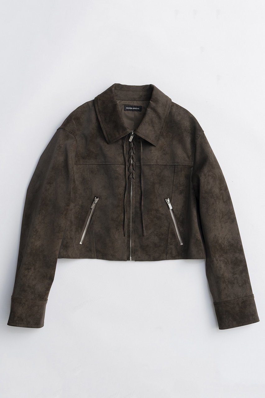 【メゾンスペシャル/MAISON SPECIAL】のLace Up Balmacaan Short Blouson/レースアップステンカラーショートブルゾン インテリア・キッズ・メンズ・レディースファッション・服の通販 founy(ファニー) 　ファッション　Fashion　レディースファッション　Fashion for Women　アウター　Coat / Outerwear Collection　レディースジャケット・軽アウター　Jackets　ブルゾンジャケット・スポーティアウター　Blouson Jackets　2025年　2025　2025-2026秋冬・A/W　Autumn/Winter 2025–26 AW25–26　ウォッシュ　Washed Finish　コンパクト　Compact, Small Size　ショート　Short, Short Length　ジャケット　Jacket, Outerwear　フェイクレザー　Faux Leather, PU Leather　ブルゾン　Blouson, Bomber Jacket　ボトム　Bottoms, Lower Wear　ロング　Long, Long-Length　A/W・秋冬　Autumn/Winter　BRN(ブラウン)|ID: prp329100004635385 ipo3291000000033383663