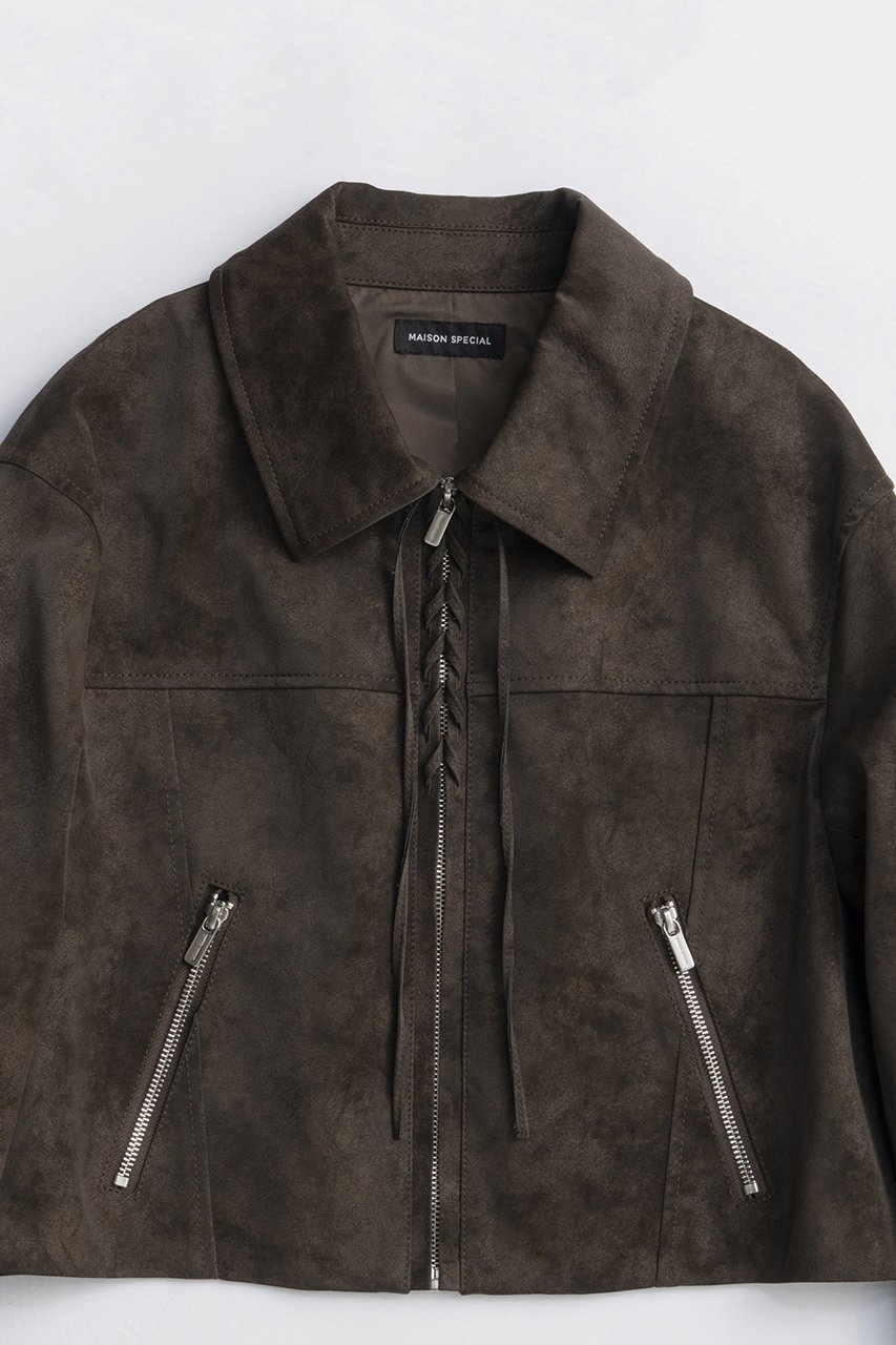 【メゾンスペシャル/MAISON SPECIAL】のLace Up Balmacaan Short Blouson/レースアップステンカラーショートブルゾン 人気、トレンドファッション・服の通販 founy(ファニー) 　ファッション　Fashion　レディースファッション　Fashion for Women　アウター　Coat / Outerwear Collection　レディースジャケット・軽アウター　Jackets　ブルゾンジャケット・スポーティアウター　Blouson Jackets　2025年　2025　2025-2026秋冬・A/W　Autumn/Winter 2025–26 AW25–26　ウォッシュ　Washed Finish　コンパクト　Compact, Small Size　ショート　Short, Short Length　ジャケット　Jacket, Outerwear　フェイクレザー　Faux Leather, PU Leather　ブルゾン　Blouson, Bomber Jacket　ボトム　Bottoms, Lower Wear　ロング　Long, Long-Length　A/W・秋冬　Autumn/Winter　other-2|ID: prp329100004635385 ipo3291000000033383664
