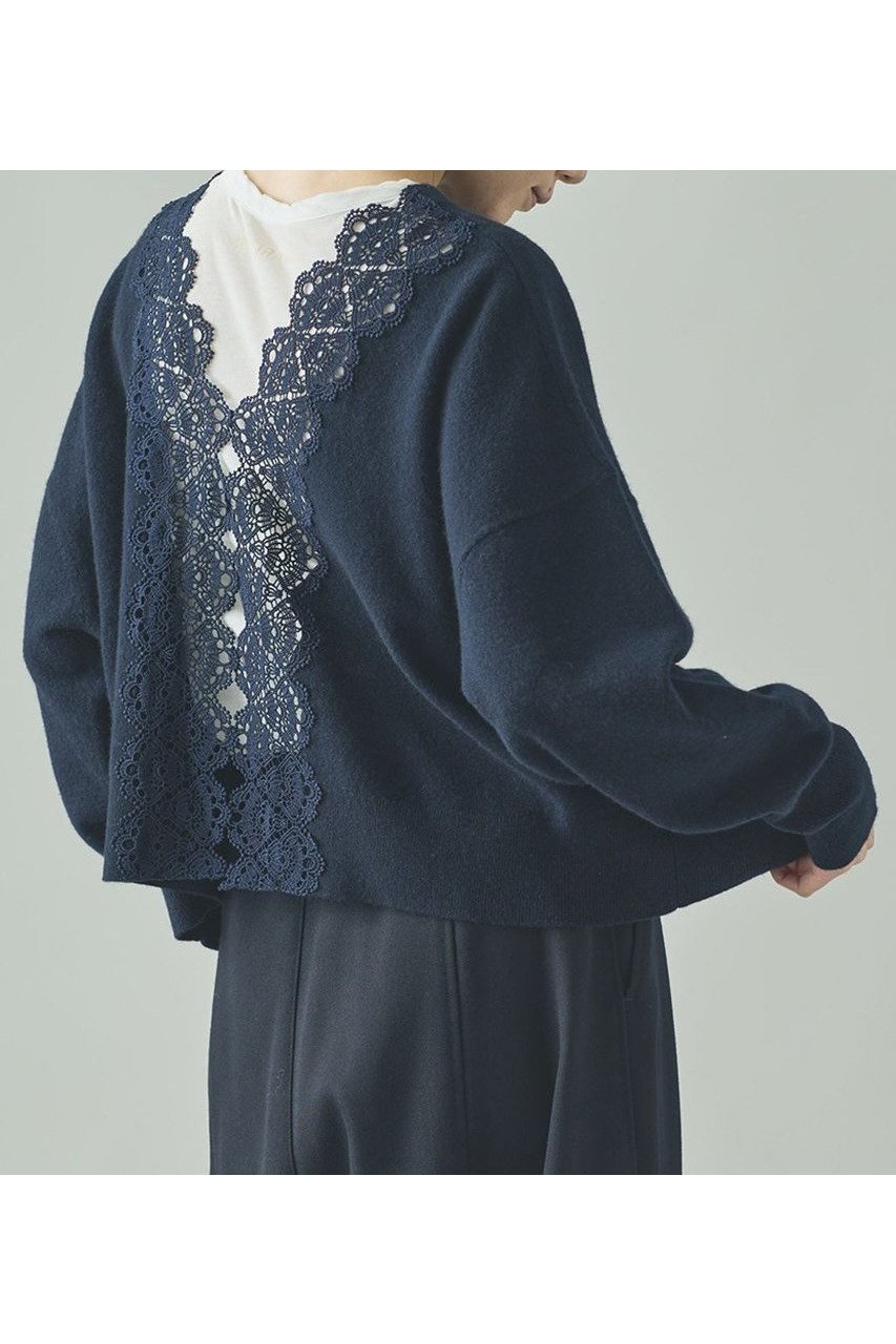 【カレンソロジー/Curensology】のバックレースニットプルオーバー インテリア・キッズ・メンズ・レディースファッション・服の通販 founy(ファニー) 　ファッション　Fashion　レディースファッション　Fashion for Women　トップス・カットソー　Cut & Sew Tops　ニット　Knit Tops & Sweaters　カジュアルプルオーバー・ニットトップス　Pullovers & Knit Tops / Casual Pullovers　2025年　2025　2025-2026秋冬・A/W　Autumn/Winter 2025–26 AW25–26　フェミニン　Feminine, Girly　レース　Lace, Lace Fabric　ワイド　Wide, Wide Fit　A/W・秋冬　Autumn/Winter　ネイビー|ID: prp329100004635386 ipo3291000000033383674