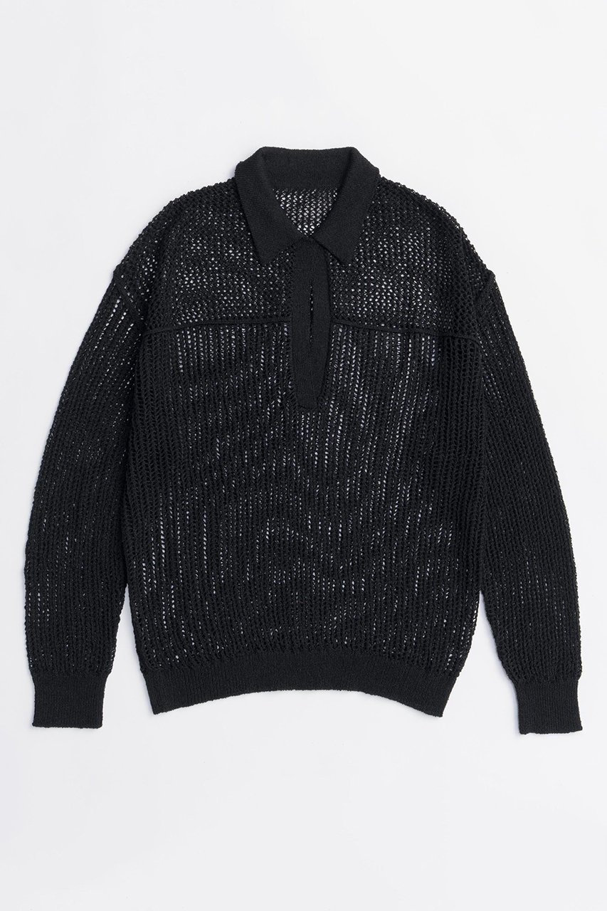 【メゾンスペシャル/MAISON SPECIAL】のBoucle Mesh Knit Pullover/ブークレーメッシュニット インテリア・キッズ・メンズ・レディースファッション・服の通販 founy(ファニー) 　ファッション　Fashion　レディースファッション　Fashion for Women　トップス・カットソー　Cut & Sew Tops　ニット　Knit Tops & Sweaters　カジュアルプルオーバー・ニットトップス　Pullovers & Knit Tops / Casual Pullovers　2025年　2025　2025-2026秋冬・A/W　Autumn/Winter 2025–26 AW25–26　インナー　Innerwear　スキッパー　Skipper, Open Collar　メッシュ　Mesh, Net Fabric　リラックス　Relax, Relaxed Fit　ルーズ　Loose, Oversized　A/W・秋冬　Autumn/Winter　BLK(ブラック)|ID: prp329100004635387 ipo3291000000033383683
