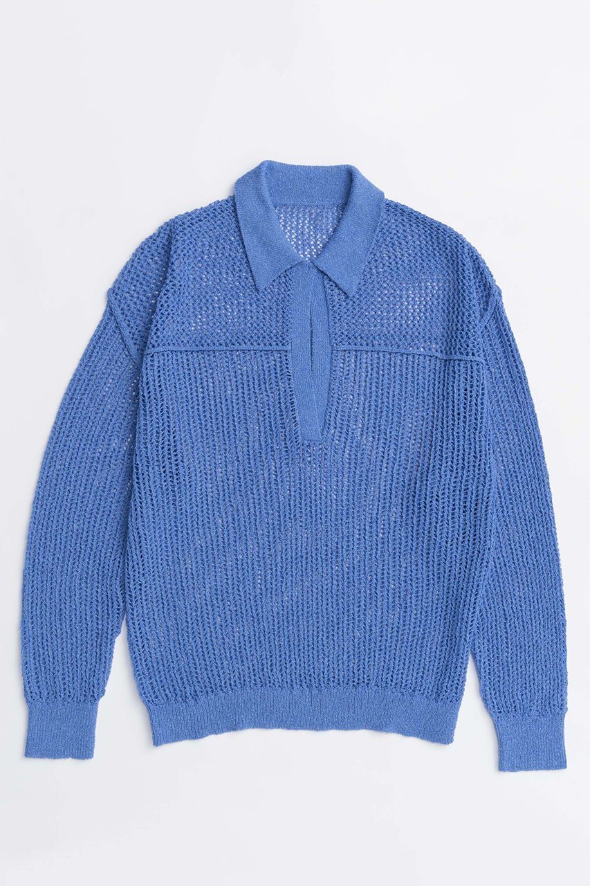 【メゾンスペシャル/MAISON SPECIAL】のBoucle Mesh Knit Pullover/ブークレーメッシュニット インテリア・キッズ・メンズ・レディースファッション・服の通販 founy(ファニー) 　ファッション　Fashion　レディースファッション　Fashion for Women　トップス・カットソー　Cut & Sew Tops　ニット　Knit Tops & Sweaters　カジュアルプルオーバー・ニットトップス　Pullovers & Knit Tops / Casual Pullovers　2025年　2025　2025-2026秋冬・A/W　Autumn/Winter 2025–26 AW25–26　インナー　Innerwear　スキッパー　Skipper, Open Collar　メッシュ　Mesh, Net Fabric　リラックス　Relax, Relaxed Fit　ルーズ　Loose, Oversized　A/W・秋冬　Autumn/Winter　BLU(ブルー)|ID: prp329100004635387 ipo3291000000033383684