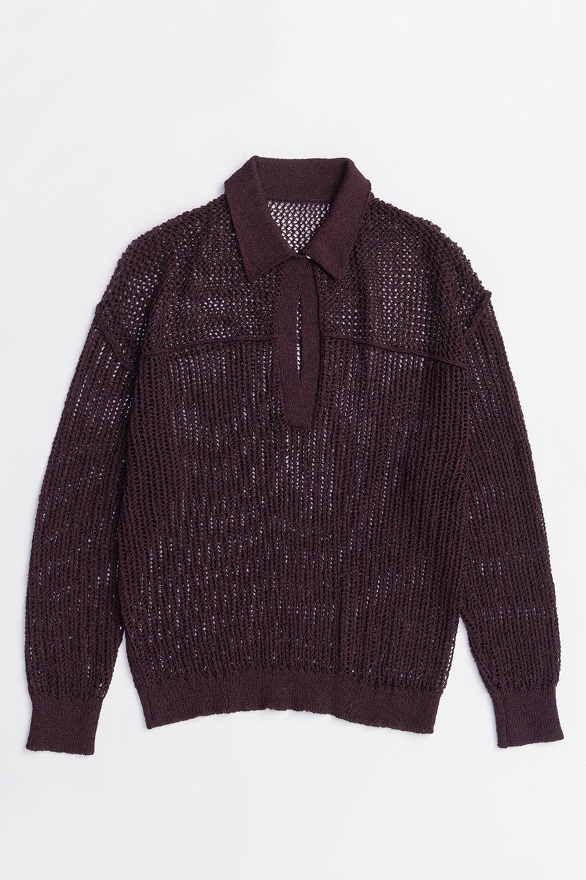【メゾンスペシャル/MAISON SPECIAL】のBoucle Mesh Knit Pullover/ブークレーメッシュニット インテリア・キッズ・メンズ・レディースファッション・服の通販 founy(ファニー) 　ファッション　Fashion　レディースファッション　Fashion for Women　トップス・カットソー　Cut & Sew Tops　ニット　Knit Tops & Sweaters　カジュアルプルオーバー・ニットトップス　Pullovers & Knit Tops / Casual Pullovers　2025年　2025　2025-2026秋冬・A/W　Autumn/Winter 2025–26 AW25–26　インナー　Innerwear　スキッパー　Skipper, Open Collar　メッシュ　Mesh, Net Fabric　リラックス　Relax, Relaxed Fit　ルーズ　Loose, Oversized　A/W・秋冬　Autumn/Winter　BRD(ボルドー)|ID: prp329100004635387 ipo3291000000033383685