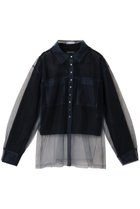 【メゾンスペシャル/MAISON SPECIAL】のTulle Shirt Layered Polo Knit Cardigan/チュールシャツレイヤードポロニットカーディガン 人気、トレンドファッション・服の通販 founy(ファニー) ファッション Fashion レディースファッション Fashion for Women トップス・カットソー Cut & Sew Tops ニット Knit Tops & Sweaters カーディガン・羽織り Layered Style Cardigans シャツ・ブラウス・オフィスカジュアル Elegant Blouses & Button-Ups ウォーム Warm Fabric カーディガン Cardigan, Knitwear コンパクト Compact, Small Size シアー Sheer, See-Through チュール Tulip, Tulip Motif フィット Fit, Slim Fit A/W・秋冬 Autumn/Winter 透かし Cut-Out, Lacework thumbnail BLK(ブラック)|ID: prp329100004635388 ipo3291000000036832260