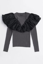 【メゾンスペシャル/MAISON SPECIAL】のPuff Sleeve Docking Tops/パフドッキングトップス 人気、トレンドファッション・服の通販 founy(ファニー) ファッション Fashion レディースファッション Fashion for Women トップス・カットソー Cut & Sew Tops ニット Knit Tops & Sweaters カジュアルプルオーバー・ニットトップス Pullovers & Knit Tops / Casual Pullovers ギャザー Gathered, Ruffled 軽量 Lightweight, Ultra Light スリーブ Sleeve, Long Sleeve / Short Sleeve タフタ Taffeta, Structured Fabric テクスチャー Texture, Textured Fabric ドッキング Docking, Mixed Material バランス Balance, Style Balance フィット Fit, Slim Fit フォルム Silhouette, Form リブニット Rib Knit, Ribbed Knit A/W・秋冬 Autumn/Winter 2025年 2025 2025-2026秋冬・A/W Autumn/Winter 2025–26 AW25–26 thumbnail C.GRY(チャコールグレー)|ID: prp329100004635389 ipo3291000000033383700