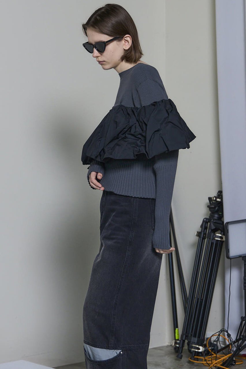 【メゾンスペシャル/MAISON SPECIAL】のPuff Sleeve Docking Tops/パフドッキングトップス 人気、トレンドファッション・服の通販 founy(ファニー) 　ファッション　Fashion　レディースファッション　Fashion for Women　トップス・カットソー　Cut & Sew Tops　ニット　Knit Tops & Sweaters　カジュアルプルオーバー・ニットトップス　Pullovers & Knit Tops / Casual Pullovers　ギャザー　Gathered, Ruffled　軽量　Lightweight, Ultra Light　スリーブ　Sleeve, Long Sleeve / Short Sleeve　タフタ　Taffeta, Structured Fabric　テクスチャー　Texture, Textured Fabric　ドッキング　Docking, Mixed Material　バランス　Balance, Style Balance　フィット　Fit, Slim Fit　フォルム　Silhouette, Form　リブニット　Rib Knit, Ribbed Knit　A/W・秋冬　Autumn/Winter　2025年　2025　2025-2026秋冬・A/W　Autumn/Winter 2025–26 AW25–26　other-3|ID: prp329100004635389 ipo3291000000033383702