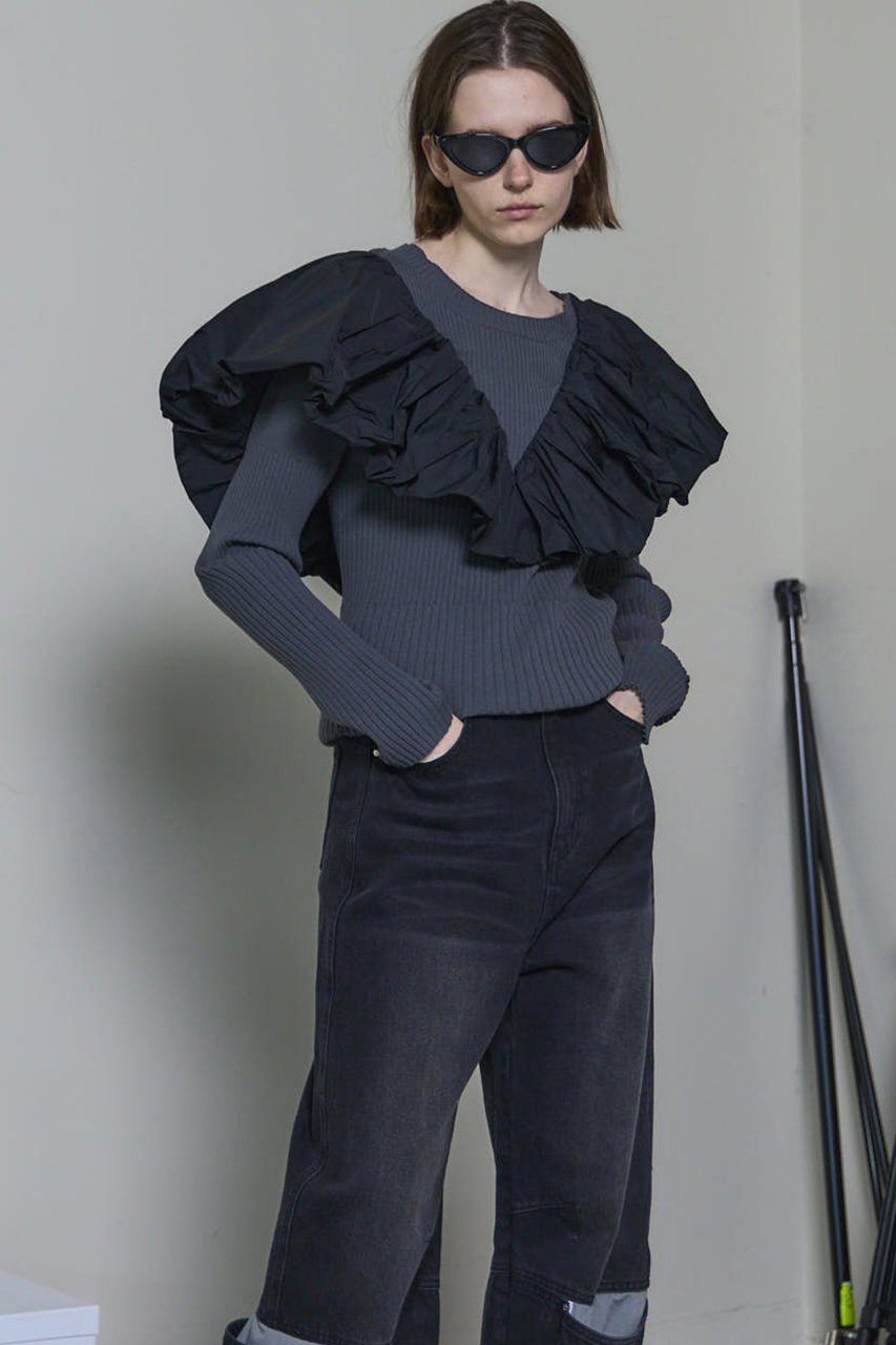 【メゾンスペシャル/MAISON SPECIAL】のPuff Sleeve Docking Tops/パフドッキングトップス 人気、トレンドファッション・服の通販 founy(ファニー) 　ファッション　Fashion　レディースファッション　Fashion for Women　トップス・カットソー　Cut & Sew Tops　ニット　Knit Tops & Sweaters　カジュアルプルオーバー・ニットトップス　Pullovers & Knit Tops / Casual Pullovers　ギャザー　Gathered, Ruffled　軽量　Lightweight, Ultra Light　スリーブ　Sleeve, Long Sleeve / Short Sleeve　タフタ　Taffeta, Structured Fabric　テクスチャー　Texture, Textured Fabric　ドッキング　Docking, Mixed Material　バランス　Balance, Style Balance　フィット　Fit, Slim Fit　フォルム　Silhouette, Form　リブニット　Rib Knit, Ribbed Knit　A/W・秋冬　Autumn/Winter　2025年　2025　2025-2026秋冬・A/W　Autumn/Winter 2025–26 AW25–26　other-5|ID: prp329100004635389 ipo3291000000033383704