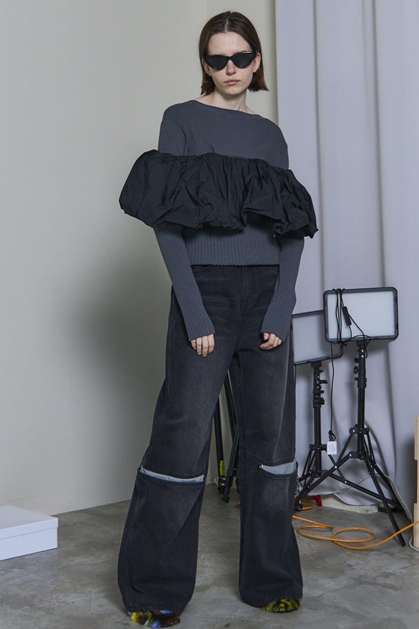 【メゾンスペシャル/MAISON SPECIAL】のPuff Sleeve Docking Tops/パフドッキングトップス 人気、トレンドファッション・服の通販 founy(ファニー) 　ファッション　Fashion　レディースファッション　Fashion for Women　トップス・カットソー　Cut & Sew Tops　ニット　Knit Tops & Sweaters　カジュアルプルオーバー・ニットトップス　Pullovers & Knit Tops / Casual Pullovers　ギャザー　Gathered, Ruffled　軽量　Lightweight, Ultra Light　スリーブ　Sleeve, Long Sleeve / Short Sleeve　タフタ　Taffeta, Structured Fabric　テクスチャー　Texture, Textured Fabric　ドッキング　Docking, Mixed Material　バランス　Balance, Style Balance　フィット　Fit, Slim Fit　フォルム　Silhouette, Form　リブニット　Rib Knit, Ribbed Knit　A/W・秋冬　Autumn/Winter　2025年　2025　2025-2026秋冬・A/W　Autumn/Winter 2025–26 AW25–26　other-6|ID: prp329100004635389 ipo3291000000033383705