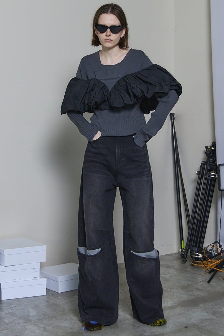 【メゾンスペシャル/MAISON SPECIAL】のPuff Sleeve Docking Tops/パフドッキングトップス 人気、トレンドファッション・服の通販 founy(ファニー) 　ファッション　Fashion　レディースファッション　Fashion for Women　トップス・カットソー　Cut & Sew Tops　ニット　Knit Tops & Sweaters　カジュアルプルオーバー・ニットトップス　Pullovers & Knit Tops / Casual Pullovers　ギャザー　Gathered, Ruffled　軽量　Lightweight, Ultra Light　スリーブ　Sleeve, Long Sleeve / Short Sleeve　タフタ　Taffeta, Structured Fabric　テクスチャー　Texture, Textured Fabric　ドッキング　Docking, Mixed Material　バランス　Balance, Style Balance　フィット　Fit, Slim Fit　フォルム　Silhouette, Form　リブニット　Rib Knit, Ribbed Knit　A/W・秋冬　Autumn/Winter　2025年　2025　2025-2026秋冬・A/W　Autumn/Winter 2025–26 AW25–26　other-7|ID: prp329100004635389 ipo3291000000033383706