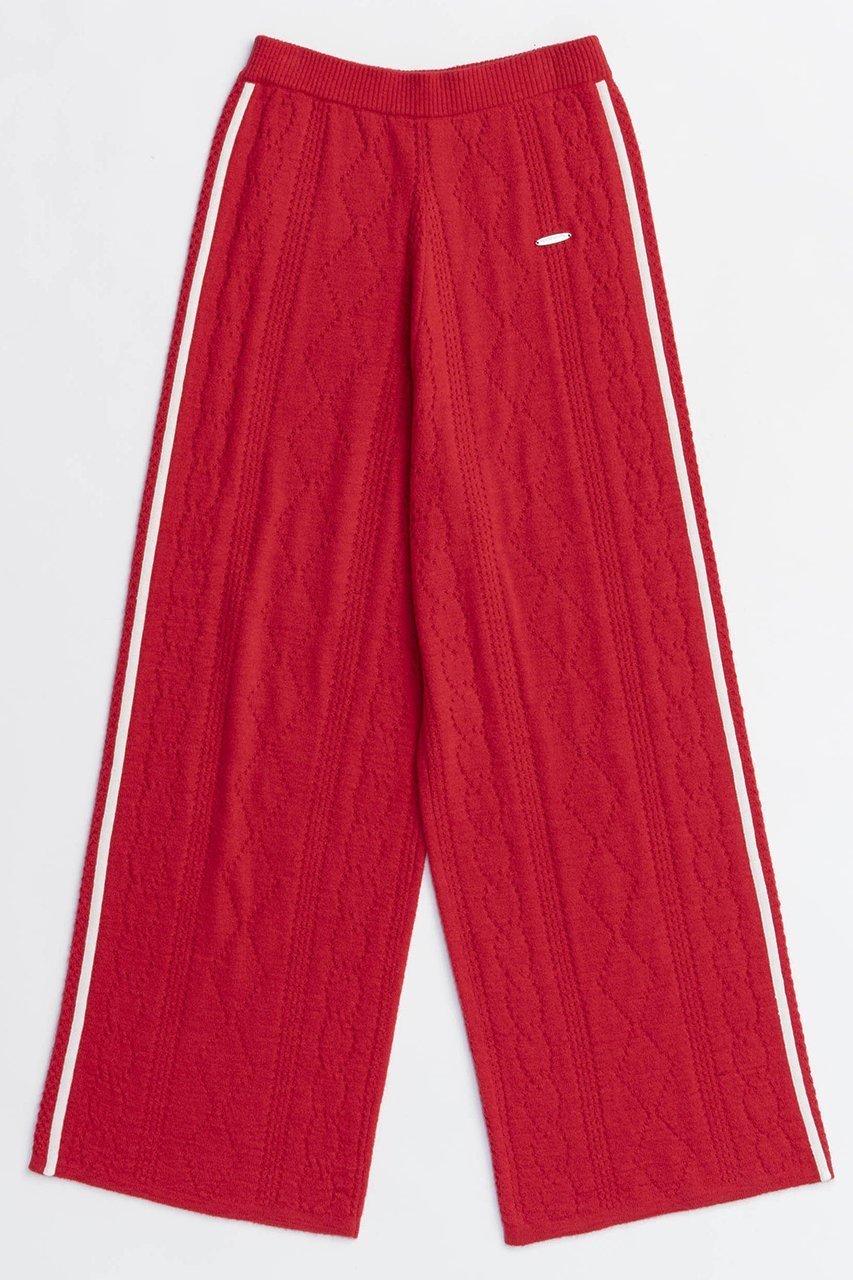 【メゾンスペシャル/MAISON SPECIAL】のOpenwork Knitting Track Pants/透かし編みニットトラックパンツ インテリア・キッズ・メンズ・レディースファッション・服の通販 founy(ファニー) 　ファッション　Fashion　レディースファッション　Fashion for Women　パンツ　Pants & Trousers　スタイリッシュ　Stylish, Fashionable　スポーティ　Sporty, Casual Athletic　透かし　Cut-Out, Lacework　フェミニン　Feminine, Girly　フロント　Front, Front Design　ミックス　Mix, Mixed Style　リラックス　Relax, Relaxed Fit　ワイド　Wide, Wide Fit　A/W・秋冬　Autumn/Winter　2025年　2025　2025-2026秋冬・A/W　Autumn/Winter 2025–26 AW25–26　RED(レッド)|ID: prp329100004635396 ipo3291000000033383762