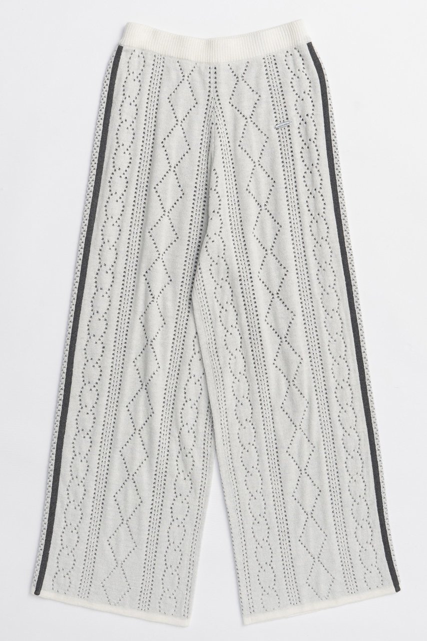 【メゾンスペシャル/MAISON SPECIAL】のOpenwork Knitting Track Pants/透かし編みニットトラックパンツ インテリア・キッズ・メンズ・レディースファッション・服の通販 founy(ファニー) 　ファッション　Fashion　レディースファッション　Fashion for Women　パンツ　Pants & Trousers　スタイリッシュ　Stylish, Fashionable　スポーティ　Sporty, Casual Athletic　透かし　Cut-Out, Lacework　フェミニン　Feminine, Girly　フロント　Front, Front Design　ミックス　Mix, Mixed Style　リラックス　Relax, Relaxed Fit　ワイド　Wide, Wide Fit　A/W・秋冬　Autumn/Winter　2025年　2025　2025-2026秋冬・A/W　Autumn/Winter 2025–26 AW25–26　WHT(ホワイト)|ID: prp329100004635396 ipo3291000000033383763