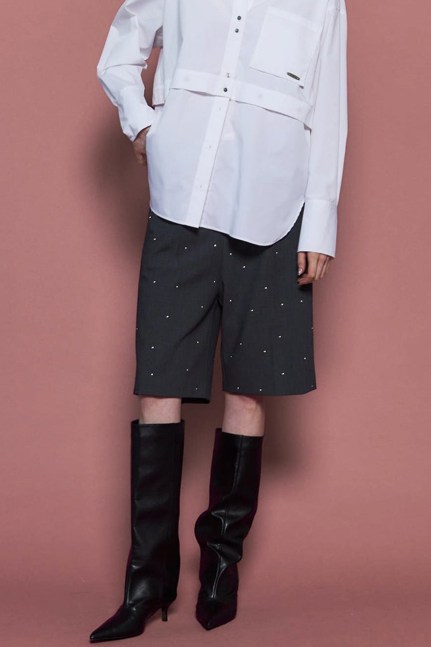 【メゾンスペシャル/MAISON SPECIAL】のStuds Worsted Shorts/スタッズウーステッドハーフパンツ 人気、トレンドファッション・服の通販 founy(ファニー) 　ファッション　Fashion　レディースファッション　Fashion for Women　パンツ　Pants & Trousers　ショートパンツ・ハーフパンツ　High-Waisted & Relaxed Shorts　2025年　2025　2025-2026秋冬・A/W　Autumn/Winter 2025–26 AW25–26　ショート　Short, Short Length　スタッズ　Studs, Metal Accents　ハンド　Hand, Handmade　ハーフ　Half, Half-Length　バランス　Balance, Style Balance　ランダム　Random, Irregular　エレガント 上品　Elegant　A/W・秋冬　Autumn/Winter　other-8|ID: prp329100004635406 ipo3291000000033383853