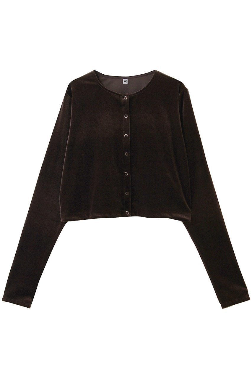 【ハー/HER.】のベロアカーディガン インテリア・キッズ・メンズ・レディースファッション・服の通販 founy(ファニー) 　ファッション　Fashion　レディースファッション　Fashion for Women　トップス・カットソー　Cut & Sew Tops　カーディガン・羽織り　Layered Style Cardigans　シャツ・ブラウス・オフィスカジュアル　Elegant Blouses & Button-Ups　ロングTシャツ・Tシャツ　Longline T-Shirts & Tees　カットソー・ベーシックTシャツ　Cut-and-Sewn Tops / Stretch Tees & Basics　ベロアトップス　Velour Tops / Velvet-Look Items　おすすめ　Recommended / Our Picks　カーディガン　Cardigan, Knitwear　ショート　Short, Short Length　タンク　Tank Top, Sleeveless Top　トレンド　Trend, Trending Now　ベロア　Velour, Soft Velvet　エレガント 上品　Elegant　定番　Standard, Basic Item　A/W・秋冬　Autumn/Winter　ブラウン|ID: prp329100004636007 ipo3291000000035651681