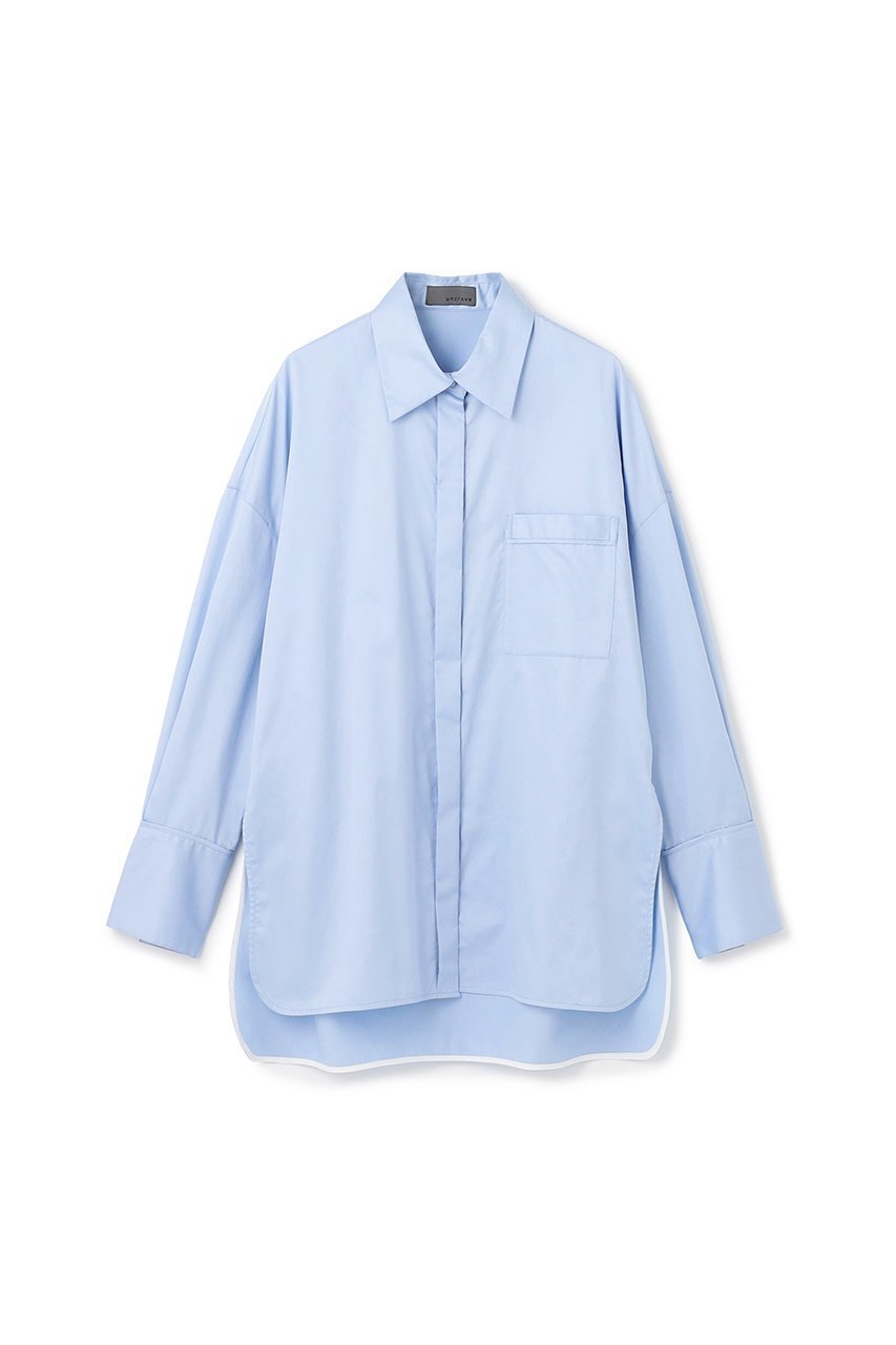 【アンクレイヴ/uncrave】のブロードクロス BIGシャツ インテリア・キッズ・メンズ・レディースファッション・服の通販 founy(ファニー) 　ファッション　Fashion　レディースファッション　Fashion for Women　トップス・カットソー　Cut & Sew Tops　シャツ・ブラウス・オフィスカジュアル　Elegant Blouses & Button-Ups　カシュクール　Wrap Design　カフス　Cuff Design　サテン　Satin, Glossy Fabric　スリーブ　Sleeve, Long Sleeve / Short Sleeve　パイピング　Piping, Trim Design　ビッグ　Big, Oversized　ブロード　Broadcloth, Fine Cotton　ポケット　Pocket, Pocket Detail　ヨーク　Yoke, Yoke Design　ロング　Long, Long-Length　サックス|ID: prp329100004636014 ipo3291000000033393995