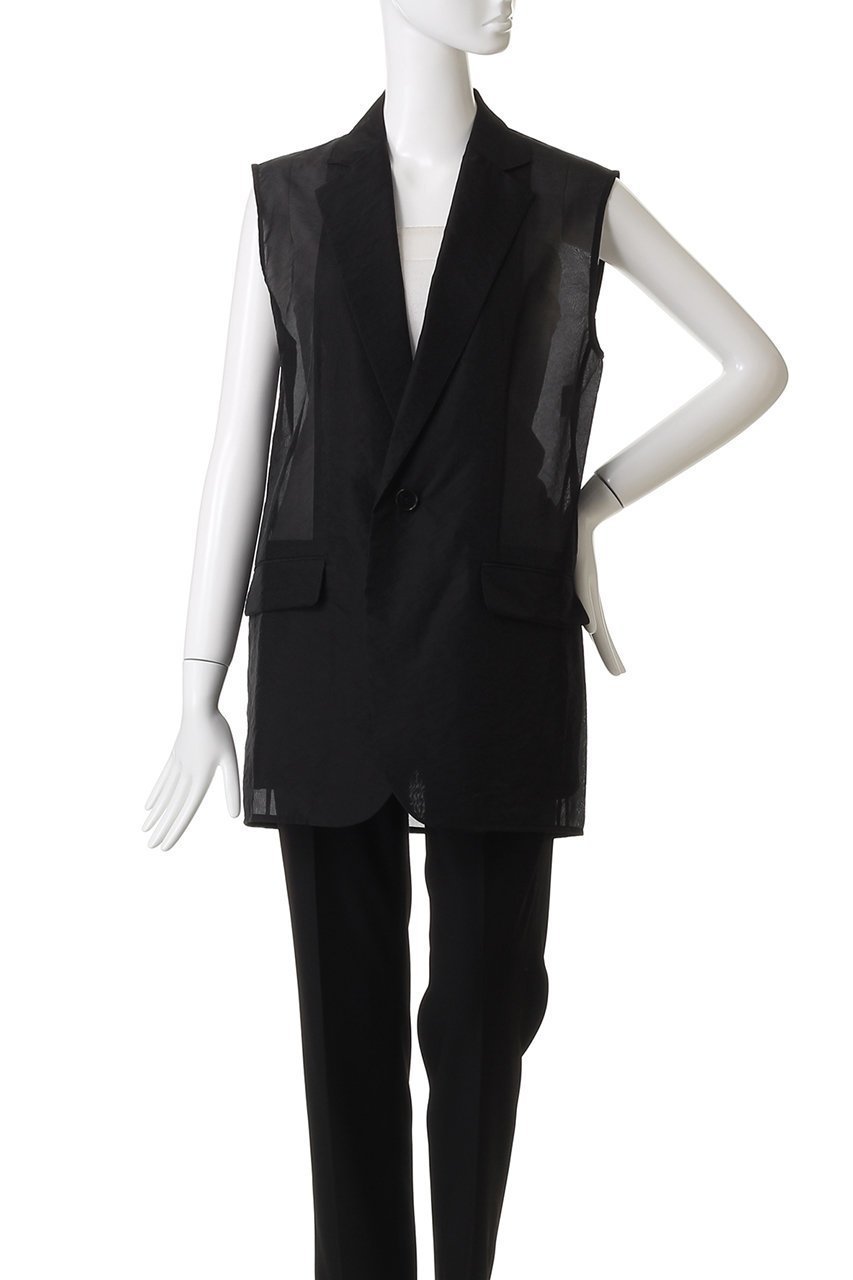 【アンクレイヴ/uncrave】のシアーオーガンジー テーラードジレ 人気、トレンドファッション・服の通販 founy(ファニー) 　ファッション　Fashion　レディースファッション　Fashion for Women　アウター　Coat / Outerwear Collection　レディースジャケット・軽アウター　Jackets　エアリー　Airy Texture　シアー　Sheer, See-Through　シンプル　Simple, Minimal　ジャケット　Jacket, Outerwear　ブライト　Bright, Shiny　ベスト　Vest, Waistcoat　エレガント 上品　Elegant　other-3|ID: prp329100004636017 ipo3291000000033603286