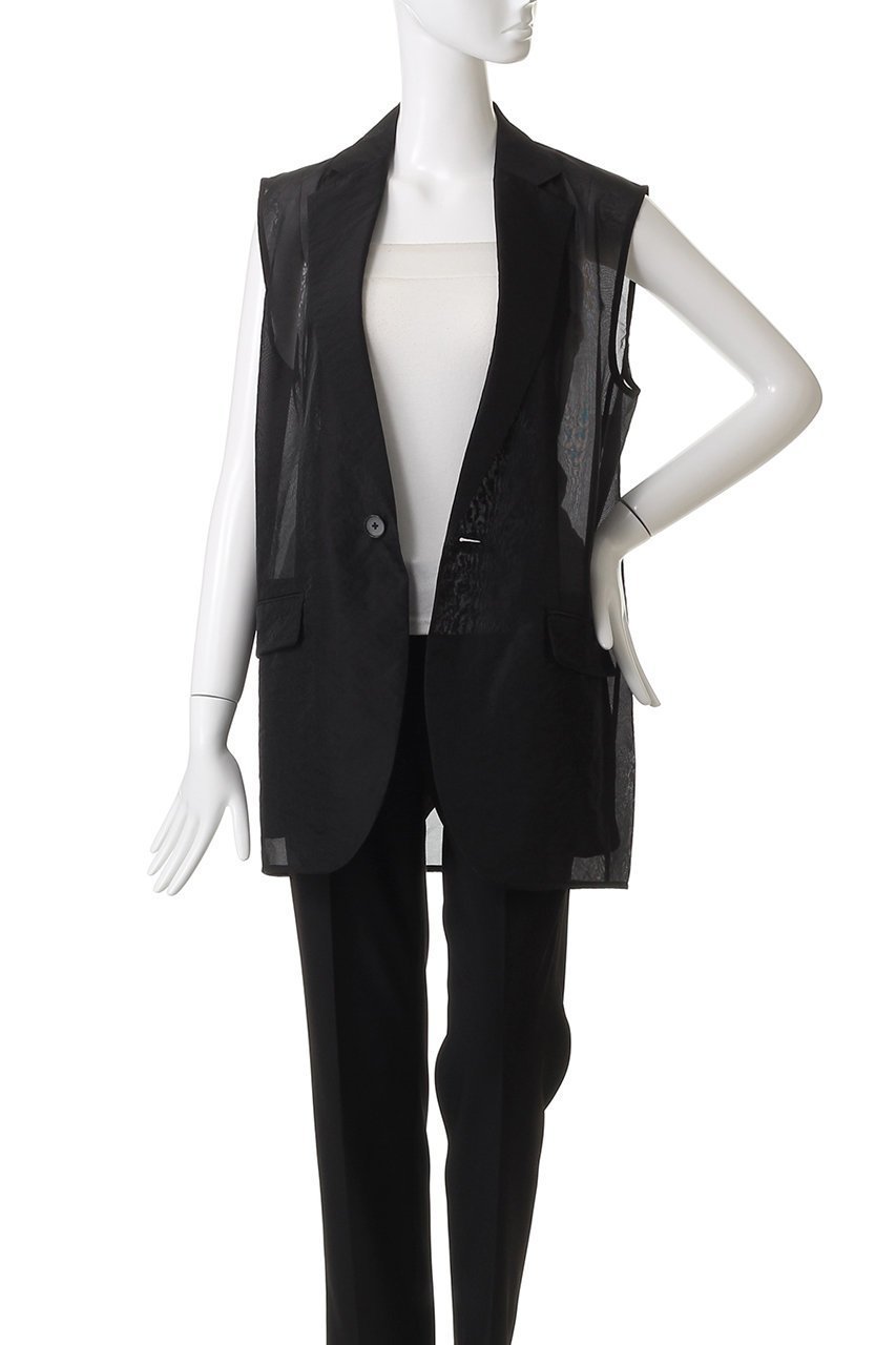 【アンクレイヴ/uncrave】のシアーオーガンジー テーラードジレ 人気、トレンドファッション・服の通販 founy(ファニー) 　ファッション　Fashion　レディースファッション　Fashion for Women　アウター　Coat / Outerwear Collection　レディースジャケット・軽アウター　Jackets　エアリー　Airy Texture　シアー　Sheer, See-Through　シンプル　Simple, Minimal　ジャケット　Jacket, Outerwear　ブライト　Bright, Shiny　ベスト　Vest, Waistcoat　エレガント 上品　Elegant　other-8|ID: prp329100004636017 ipo3291000000033603291