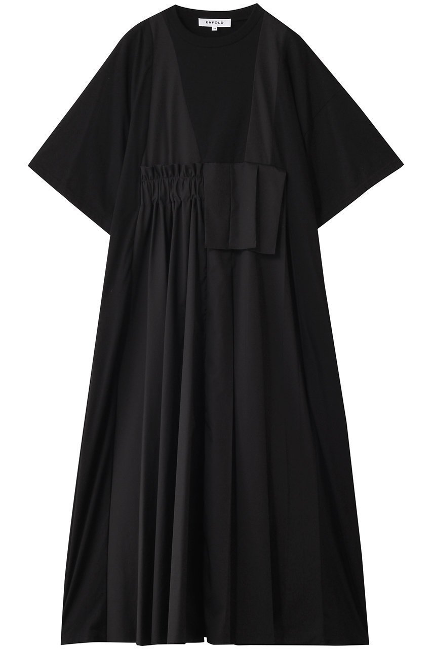 【エンフォルド/ENFOLD】のFAKE LAYERED DRESS/ドレス インテリア・キッズ・メンズ・レディースファッション・服の通販 founy(ファニー) 　ファッション　Fashion　レディースファッション　Fashion for Women　ワンピース　Dresses　フォーマル・パーティードレス・結婚式用ドレス　Elegant & Casual Dresses　チュニック　Tunic Tops & Dresses　ギャザー　Gathered, Ruffled　チュニック　Tunic, Long Top　ドレス　Dress, One-Piece　フレア　Flare, Flared　プリーツ　Pleats, Pleated　ロング　Long, Long-Length　再入荷　Restock / Back in Stock　ブラック|ID: prp329100004636046 ipo3291000000033394328