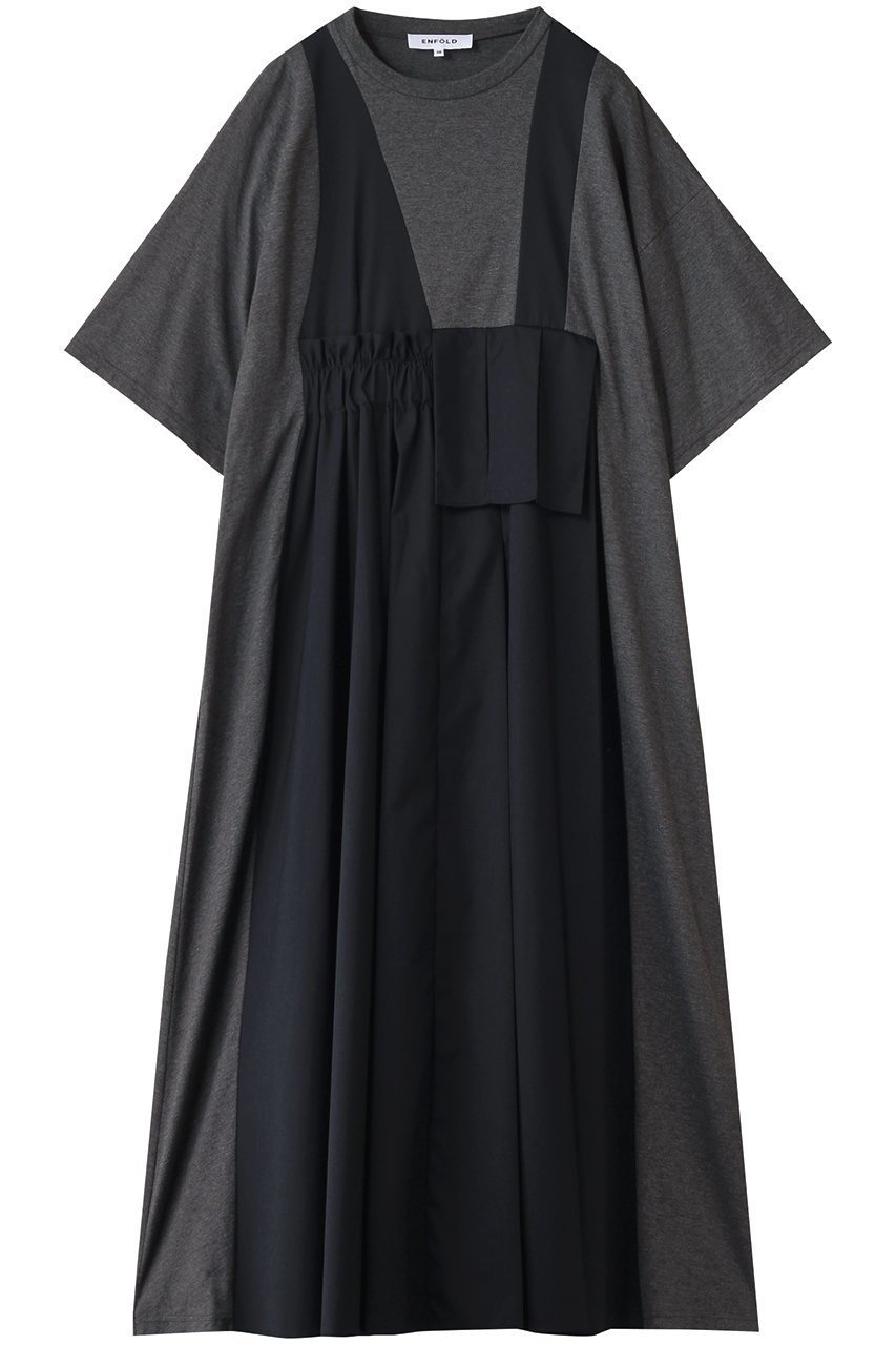 【エンフォルド/ENFOLD】のFAKE LAYERED DRESS/ドレス インテリア・キッズ・メンズ・レディースファッション・服の通販 founy(ファニー) 　ファッション　Fashion　レディースファッション　Fashion for Women　ワンピース　Dresses　フォーマル・パーティードレス・結婚式用ドレス　Elegant & Casual Dresses　チュニック　Tunic Tops & Dresses　ギャザー　Gathered, Ruffled　チュニック　Tunic, Long Top　ドレス　Dress, One-Piece　フレア　Flare, Flared　プリーツ　Pleats, Pleated　ロング　Long, Long-Length　再入荷　Restock / Back in Stock　チャコールグレー|ID: prp329100004636046 ipo3291000000033394329