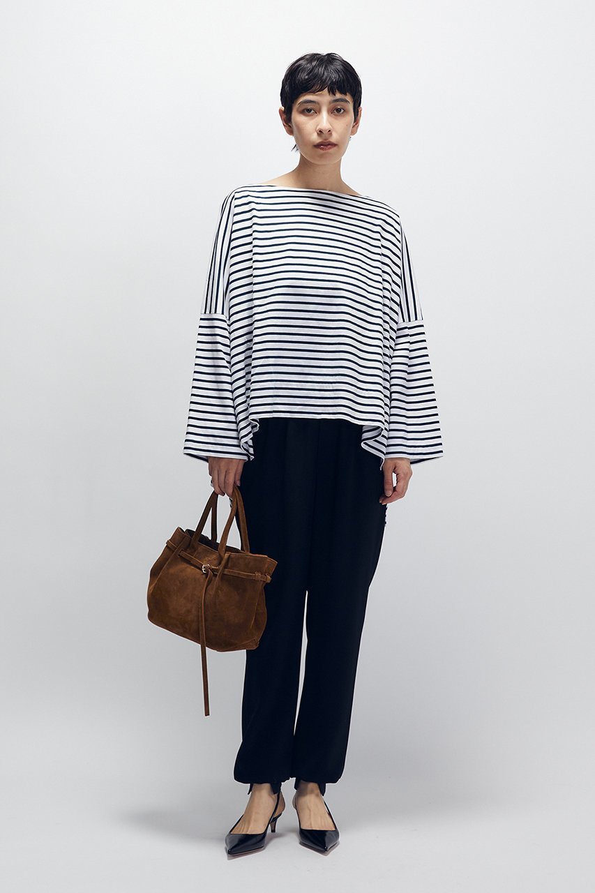 【プルミエ アロンディスモン/1er Arrondissement】の【別注】【COGTHEBIGSMOKE】“ANNA TOP”ボーダートップス 人気、トレンドファッション・服の通販 founy(ファニー) 　ファッション　Fashion　レディースファッション　Fashion for Women　トップス・カットソー　Cut & Sew Tops　シャツ・ブラウス・オフィスカジュアル　Elegant Blouses & Button-Ups　ロングTシャツ・Tシャツ　Longline T-Shirts & Tees　カットソー・ベーシックTシャツ　Cut-and-Sewn Tops / Stretch Tees & Basics　コレクション　Collection, Seasonal Line　スリーブ　Sleeve, Long Sleeve / Short Sleeve　トレンド　Trend, Trending Now　長袖　Long Sleeve, Full Sleeve　ボーダー　Border, Stripe　別注　Limited Edition, Custom Order　リアル　Real, Realistic　ロング　Long, Long-Length　other-7|ID: prp329100004636644 ipo3291000000034176635