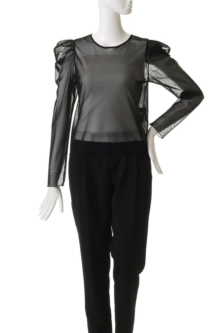 【アルアバイル/allureville】の【Loulou Willoughby】ドットチュールジコスリーブPO A 人気、トレンドファッション・服の通販 founy(ファニー) 　ファッション　Fashion　レディースファッション　Fashion for Women　トップス・カットソー　Cut & Sew Tops　シャツ・ブラウス・オフィスカジュアル　Elegant Blouses & Button-Ups　ロングTシャツ・Tシャツ　Longline T-Shirts & Tees　カットソー・ベーシックTシャツ　Cut-and-Sewn Tops / Stretch Tees & Basics　2025年　2025　2025-2026秋冬・A/W　Autumn/Winter 2025–26 AW25–26　ギャザー　Gathered, Ruffled　スリーブ　Sleeve, Long Sleeve / Short Sleeve　チュール　Tulip, Tulip Motif　ドット　Polka Dot, Dot Pattern　パーティ　Party, Party Style　パール　Pearl, Pearl Accent　ロング　Long, Long-Length　A/W・秋冬　Autumn/Winter　other-2|ID: prp329100004636645 ipo3291000000033406991