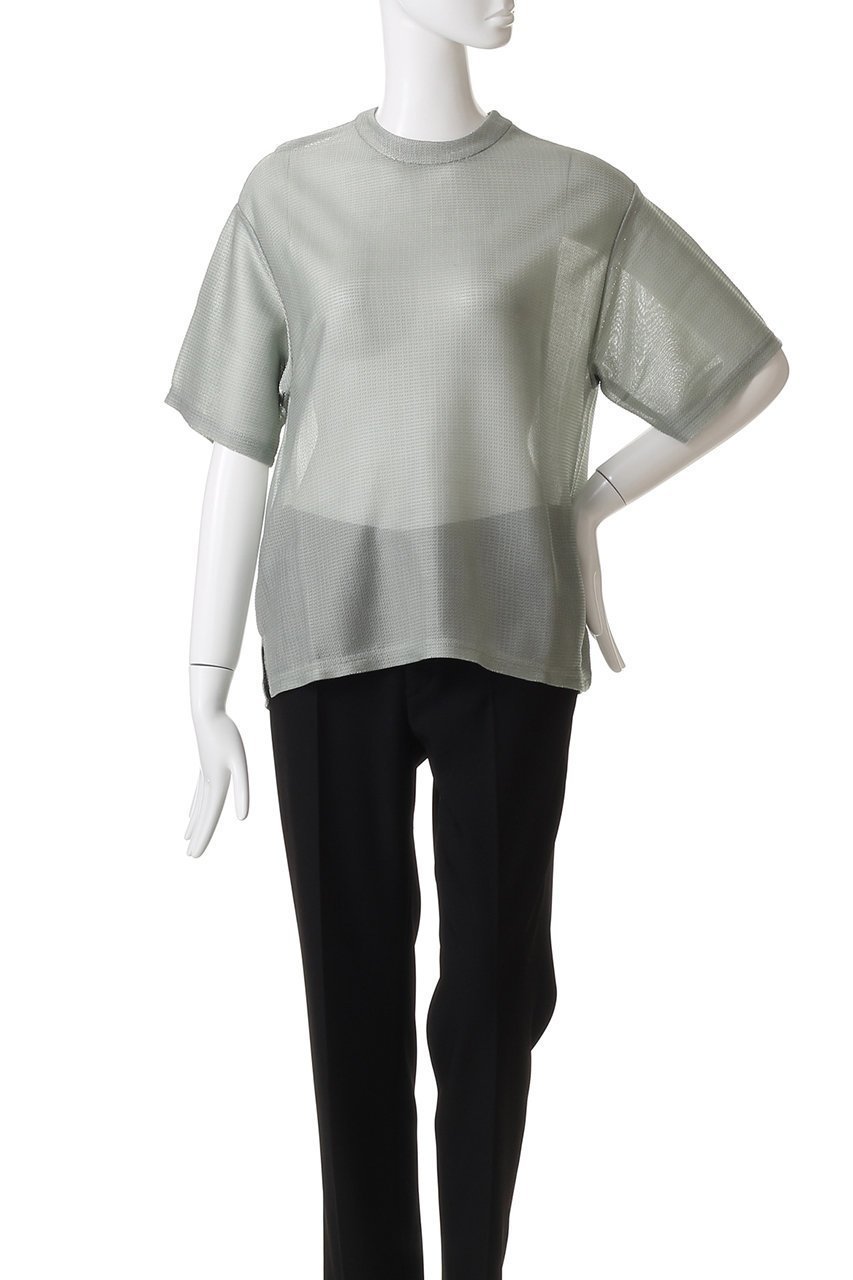 【カナコ サカイ/KANAKO SAKAI】のMETALLIC ジャージー Tシャツ 人気、トレンドファッション・服の通販 founy(ファニー) 　ファッション　Fashion　レディースファッション　Fashion for Women　トップス・カットソー　Cut & Sew Tops　シャツ・ブラウス・オフィスカジュアル　Elegant Blouses & Button-Ups　ロングTシャツ・Tシャツ　Longline T-Shirts & Tees　カットソー・ベーシックTシャツ　Cut-and-Sewn Tops / Stretch Tees & Basics　2025年　2025　2025-2026秋冬・A/W　Autumn/Winter 2025–26 AW25–26　シアー　Sheer, See-Through　シャイニー　Shiny, Glossy Finish　ショート　Short, Short Length　スリット　Slit, Slit Detail　スリーブ　Sleeve, Long Sleeve / Short Sleeve　秋　Autumn　A/W・秋冬　Autumn/Winter　other-2|ID: prp329100004636650 ipo3291000000033407030