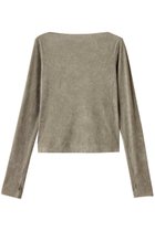 【ベイジ,/BEIGE,】のBUTLER(バトラー)/ストレッチベロアボートネックカットソー D.Sage|ID:prp329100004636660
