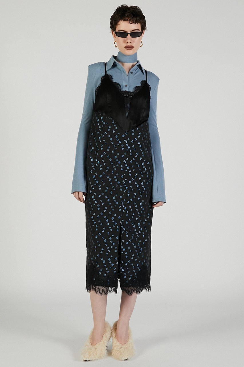 【プランク プロジェクト/PRANK PROJECT】のレースレイヤードキャミワンピース / Lace Layered Camisole Dress 人気、トレンドファッション・服の通販 founy(ファニー) 　ファッション　Fashion　レディースファッション　Fashion for Women　ワンピース　Dresses　フォーマル・パーティードレス・結婚式用ドレス　Elegant & Casual Dresses　キャミソールワンピース　Camisole Dresses　チュニック　Tunic Tops & Dresses　サテン　Satin, Glossy Fabric　スリット　Slit, Slit Detail　チュニック　Tunic, Long Top　ドッキング　Docking, Mixed Material　パーティ　Party, Party Style　フロント　Front, Front Design　ラップ　Wrap, Wrap Design　レース　Lace, Lace Fabric　ロング　Long, Long-Length　再入荷　Restock / Back in Stock　other-6|ID: prp329100004636667 ipo3291000000033407153