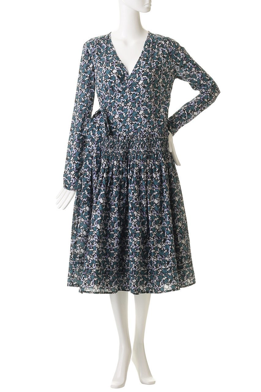 【マーレット/MERLETTE】のLILAS PRINT フラワープリント ローウエスト切替ギャザーラップドレス 人気、トレンドファッション・服の通販 founy(ファニー) 　ファッション　Fashion　レディースファッション　Fashion for Women　ワンピース　Dresses　フォーマル・パーティードレス・結婚式用ドレス　Elegant & Casual Dresses　チュニック　Tunic Tops & Dresses　ギャザー　Gathered, Ruffled　チュニック　Tunic, Long Top　ドレス　Dress, One-Piece　フラワー　Flower, Floral　プリント　Print, Printed Pattern　ラップ　Wrap, Wrap Design　リボン　Ribbon, Bow　切替　Switching, Contrast Panel　other-2|ID: prp329100004636671 ipo3291000000035616047