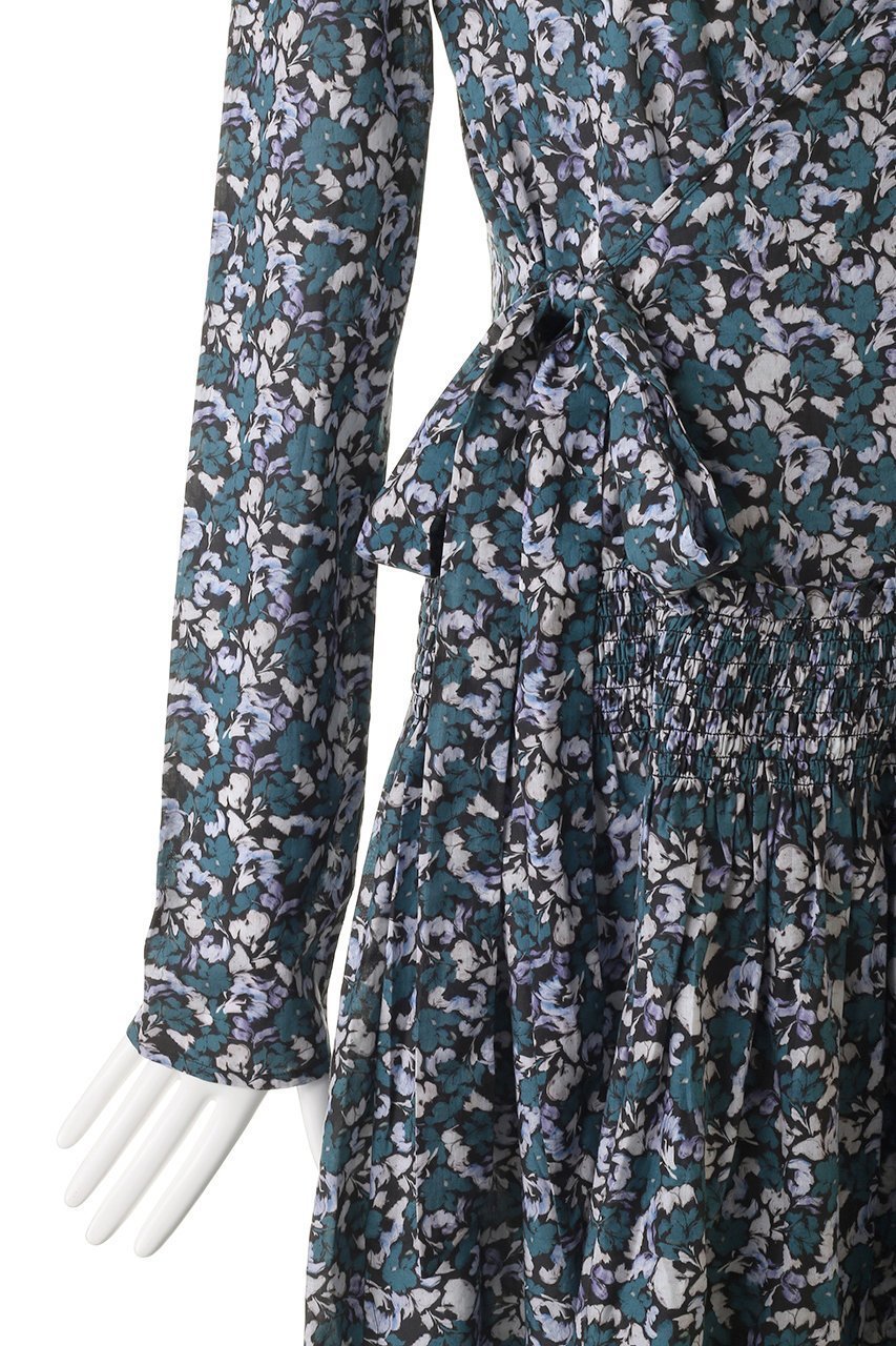 【マーレット/MERLETTE】のLILAS PRINT フラワープリント ローウエスト切替ギャザーラップドレス 人気、トレンドファッション・服の通販 founy(ファニー) 　ファッション　Fashion　レディースファッション　Fashion for Women　ワンピース　Dresses　フォーマル・パーティードレス・結婚式用ドレス　Elegant & Casual Dresses　チュニック　Tunic Tops & Dresses　ギャザー　Gathered, Ruffled　チュニック　Tunic, Long Top　ドレス　Dress, One-Piece　フラワー　Flower, Floral　プリント　Print, Printed Pattern　ラップ　Wrap, Wrap Design　リボン　Ribbon, Bow　切替　Switching, Contrast Panel　other-5|ID: prp329100004636671 ipo3291000000035616051