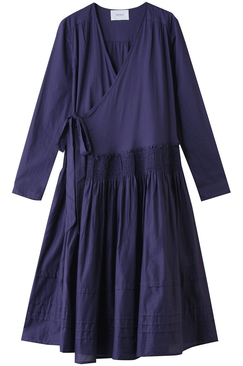【マーレット/MERLETTE】のLILAS ローウエスト切替ギャザーラップドレス インテリア・キッズ・メンズ・レディースファッション・服の通販 founy(ファニー) 　ファッション　Fashion　レディースファッション　Fashion for Women　ワンピース　Dresses　フォーマル・パーティードレス・結婚式用ドレス　Elegant & Casual Dresses　チュニック　Tunic Tops & Dresses　ギャザー　Gathered, Ruffled　スニーカー　Sneakers, Trainers　チュニック　Tunic, Long Top　ドレス　Dress, One-Piece　モダン　Modern, Contemporary　ラップ　Wrap, Wrap Design　切替　Switching, Contrast Panel　ネイビー|ID: prp329100004636673 ipo3291000000035616057