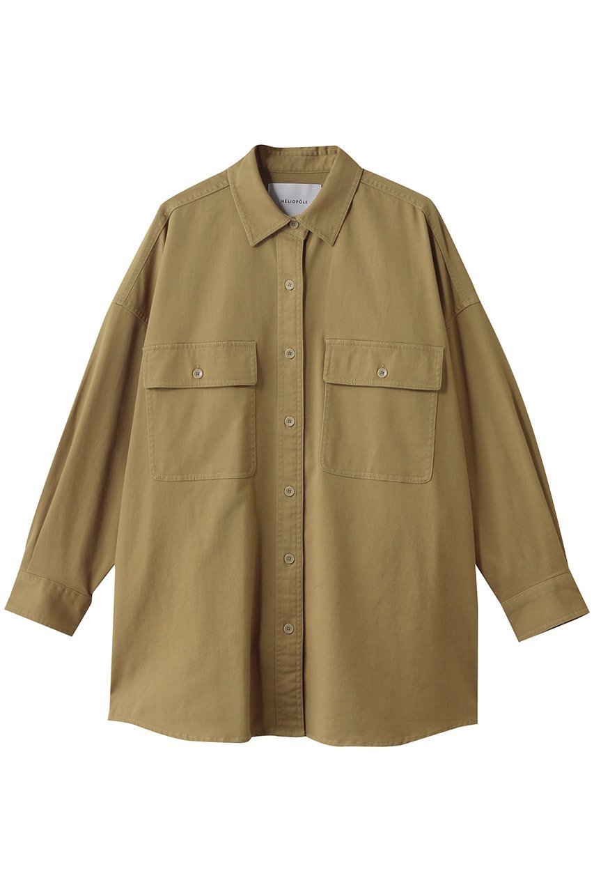 【エリオポール/heliopole】のコットンツイルビッグシャツ インテリア・キッズ・メンズ・レディースファッション・服の通販 founy(ファニー) 　ファッション　Fashion　レディースファッション　Fashion for Women　トップス・カットソー　Cut & Sew Tops　シャツ・ブラウス・オフィスカジュアル　Elegant Blouses & Button-Ups　2025年　2025　2025-2026秋冬・A/W　Autumn/Winter 2025–26 AW25–26　おすすめ　Recommended / Our Picks　スリーブ　Sleeve, Long Sleeve / Short Sleeve　セットアップ　Set-Up, Coordinated Outfit　ビッグ　Big, Oversized　ピーチ　Peach, Soft Touch　ポケット　Pocket, Pocket Detail　ロング　Long, Long-Length　A/W・秋冬　Autumn/Winter　キャメル|ID: prp329100004636683 ipo3291000000033407253