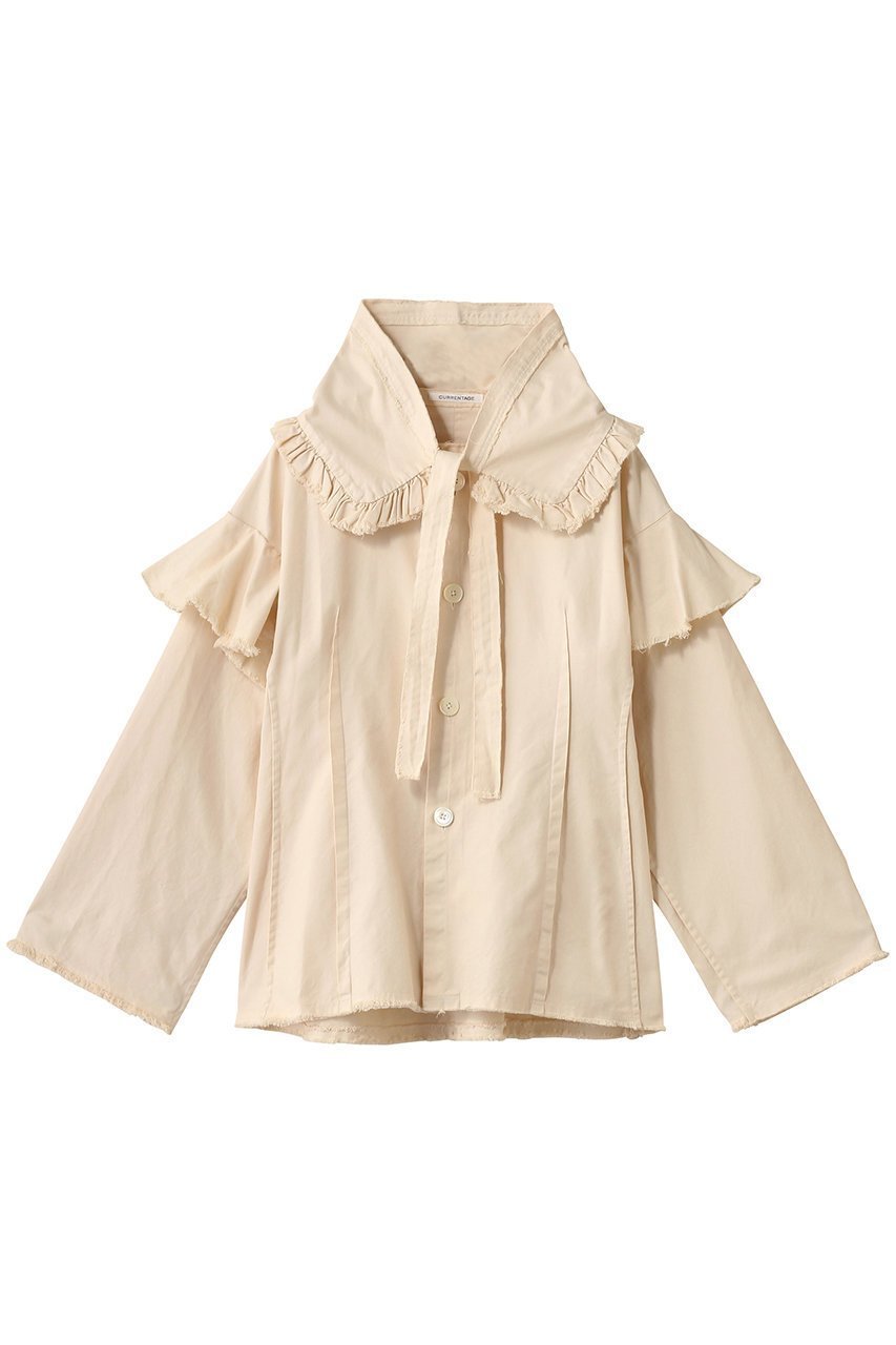 【マルティニーク/martinique】の【CURRENTAGE】ラッフルオックスブラウス インテリア・キッズ・メンズ・レディースファッション・服の通販 founy(ファニー) 　ファッション　Fashion　レディースファッション　Fashion for Women　トップス・カットソー　Cut & Sew Tops　シャツ・ブラウス・オフィスカジュアル　Elegant Blouses & Button-Ups　スリーブ　Sleeve, Long Sleeve / Short Sleeve　フェミニン　Feminine, Girly　ロング　Long, Long-Length　ベージュ|ID: prp329100004636696 ipo3291000000035616088