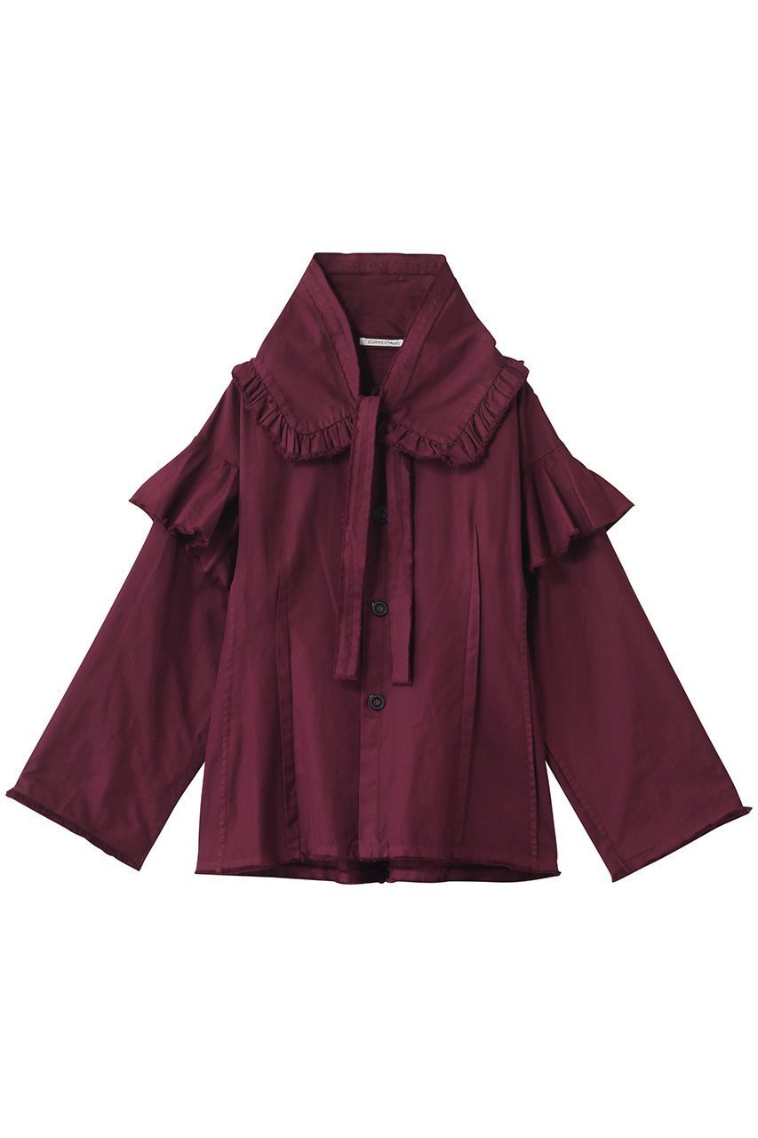 【マルティニーク/martinique】の【CURRENTAGE】ラッフルオックスブラウス インテリア・キッズ・メンズ・レディースファッション・服の通販 founy(ファニー) 　ファッション　Fashion　レディースファッション　Fashion for Women　トップス・カットソー　Cut & Sew Tops　シャツ・ブラウス・オフィスカジュアル　Elegant Blouses & Button-Ups　スリーブ　Sleeve, Long Sleeve / Short Sleeve　フェミニン　Feminine, Girly　ロング　Long, Long-Length　ボルドー|ID: prp329100004636696 ipo3291000000035616091