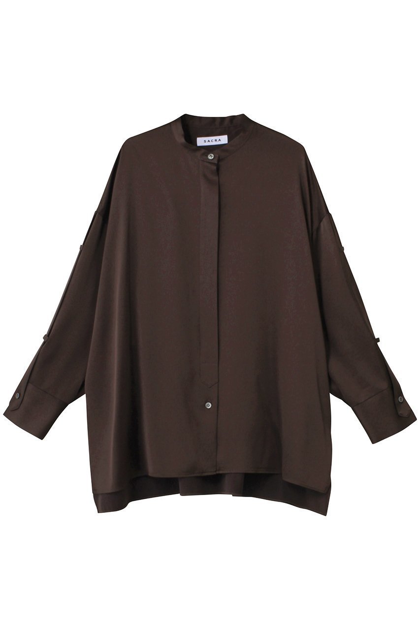 【サクラ/SACRA】のトリアセサテンブラウス インテリア・キッズ・メンズ・レディースファッション・服の通販 founy(ファニー) 　ファッション　Fashion　レディースファッション　Fashion for Women　トップス・カットソー　Cut & Sew Tops　シャツ・ブラウス・オフィスカジュアル　Elegant Blouses & Button-Ups　2025年　2025　2025-2026秋冬・A/W　Autumn/Winter 2025–26 AW25–26　シルク　Silk, 100% Silk　スリーブ　Sleeve, Long Sleeve / Short Sleeve　ループ　Loop, Loop Knit　ロング　Long, Long-Length　ワッシャー　Washer, Crinkled Finish　A/W・秋冬　Autumn/Winter　ブラウン|ID: prp329100004636702 ipo3291000000033407370