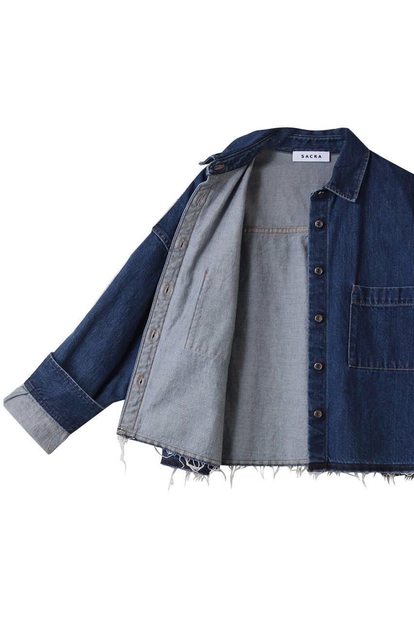 【サクラ/SACRA】のオーセンティックデニムシャツジャケット 人気、トレンドファッション・服の通販 founy(ファニー) 　ファッション　Fashion　レディースファッション　Fashion for Women　アウター　Coat / Outerwear Collection　レディースジャケット・軽アウター　Jackets　トップス・カットソー　Cut & Sew Tops　2025年　2025　2025-2026秋冬・A/W　Autumn/Winter 2025–26 AW25–26　カットオフ　Cut-Off Design　クロップド　Cropped, Short Length　ストーン　Stone, Gem-Like　スリーブ　Sleeve, Long Sleeve / Short Sleeve　デニム　Denim, Jeans Material　ロング　Long, Long-Length　A/W・秋冬　Autumn/Winter　other-7|ID: prp329100004636704 ipo3291000000033407394